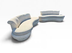 Postmodern Sculptural Curved Kidney Cloud Sofas – Pair of 2