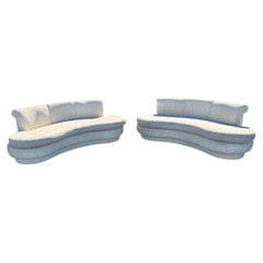 Postmodern Sculptural Curved Kidney Cloud Sofas – Pair of 2