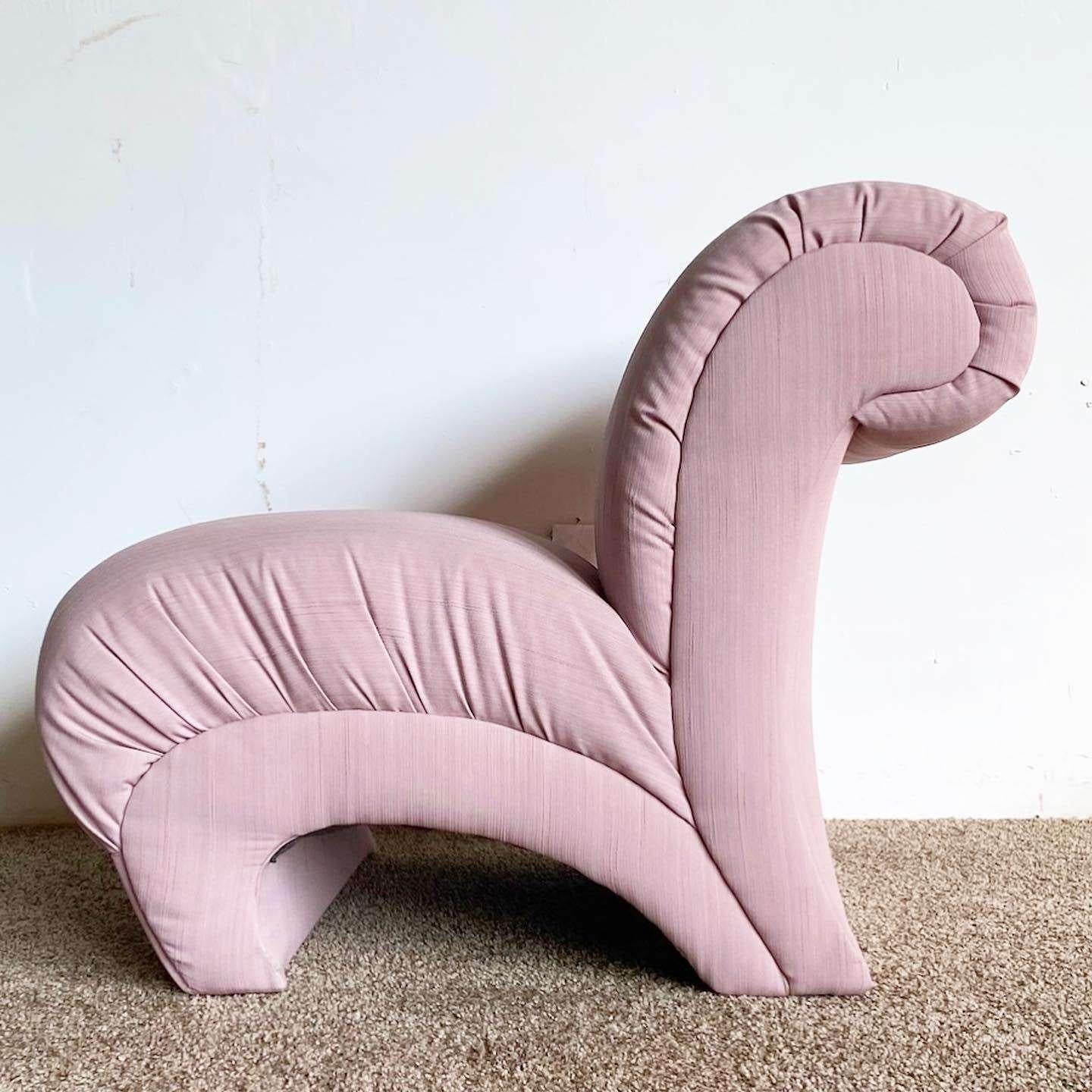 Post-Modern Postmodern Sculptural Curved Pink Lounge Chair