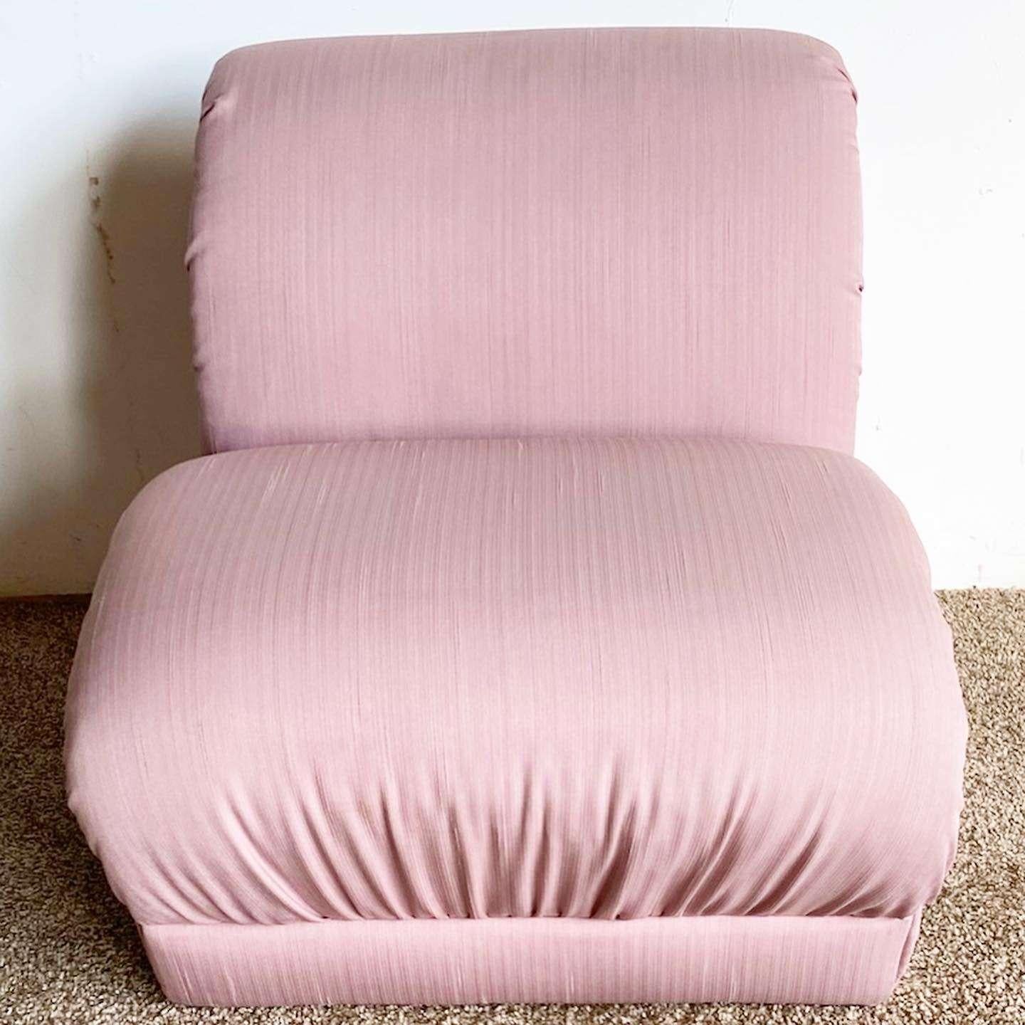 American Postmodern Sculptural Curved Pink Lounge Chair For Sale