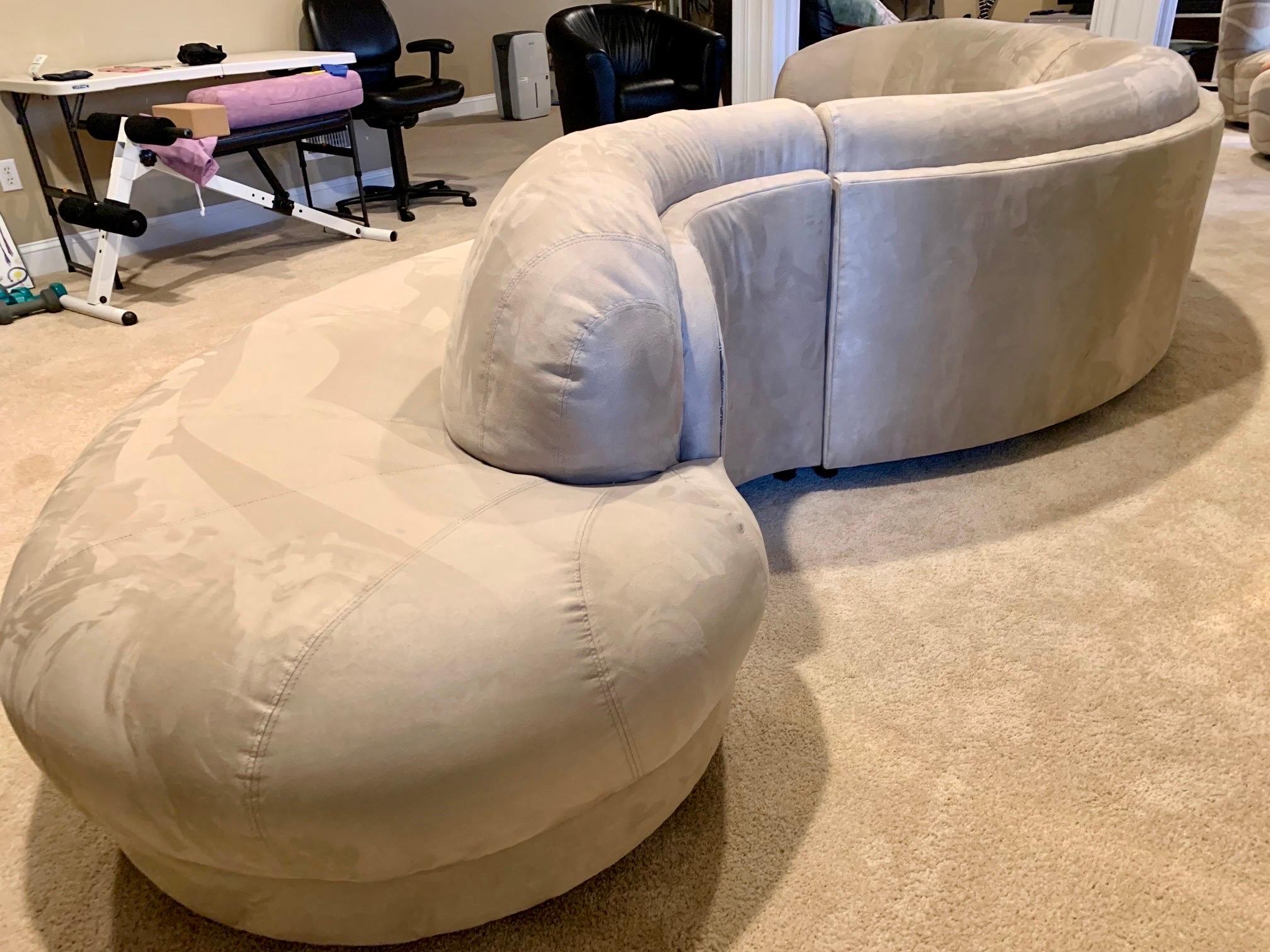 Upholstery Postmodern Sculptural Curved Serpentine Sectional Snake Sofa For Sale