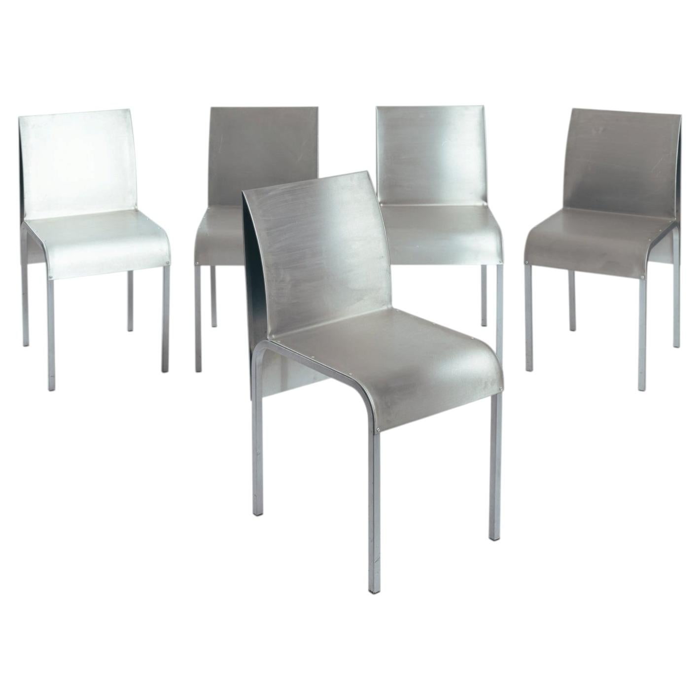 Postmodernes, skulpturales Esszimmer-Set aus Aluminium und Steele, Belgien, 1980er/90er Jahre