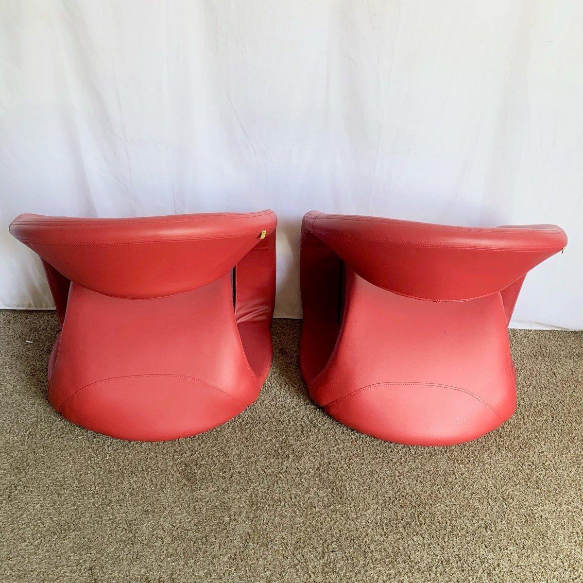 Postmodern Sculptural Red Tongue Lounge Chairs - A Pair For Sale 4