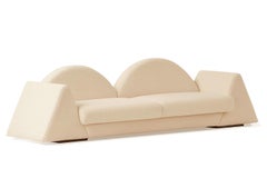 Postmodern Sculptural White Bouclé Sofa Amanecer