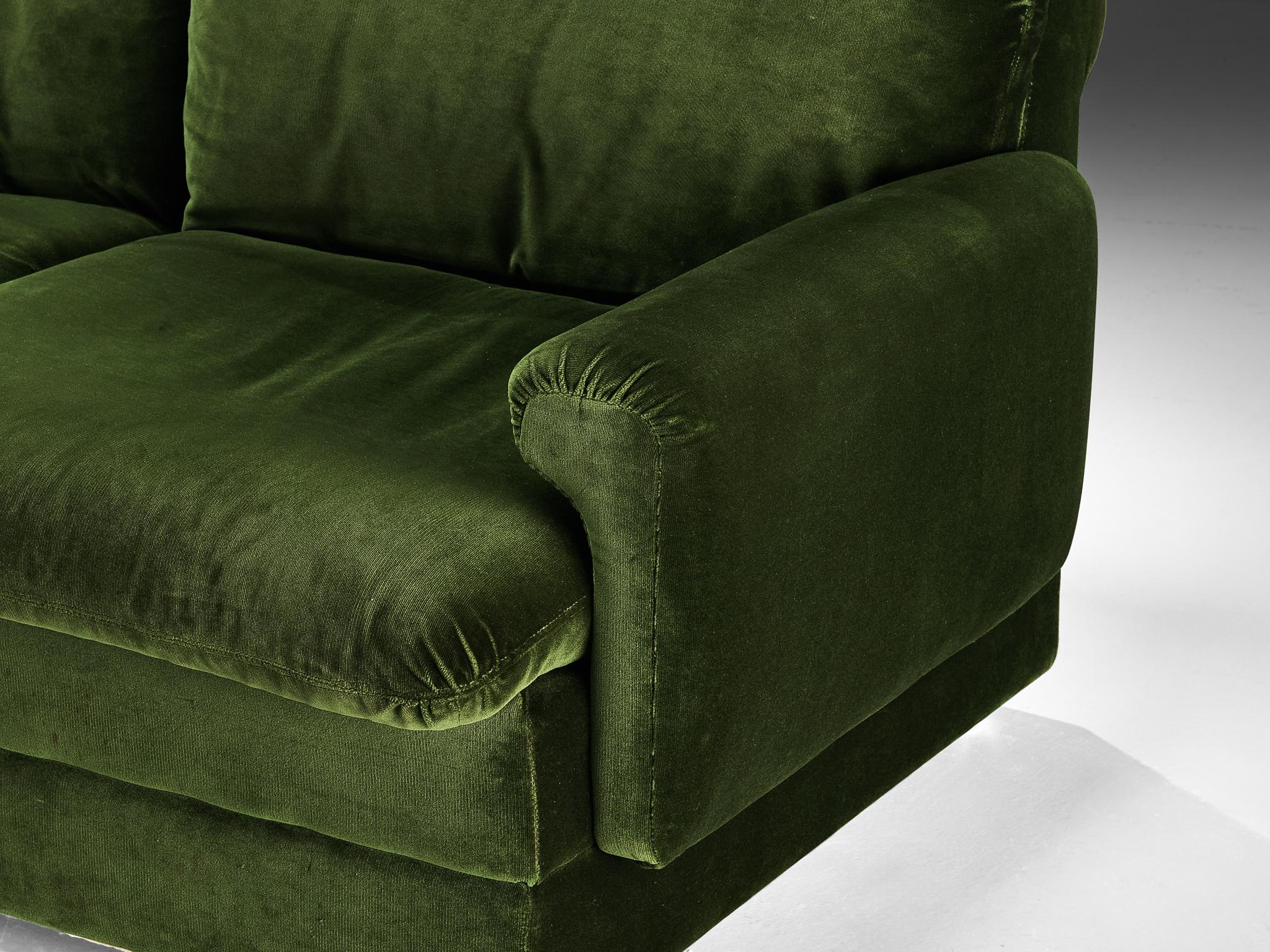 Sofá Seccional Postmoderno en Tela Verde Profundo en venta 5