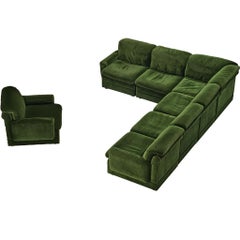 Canapé sectionnel postmoderne en tissu vert profond