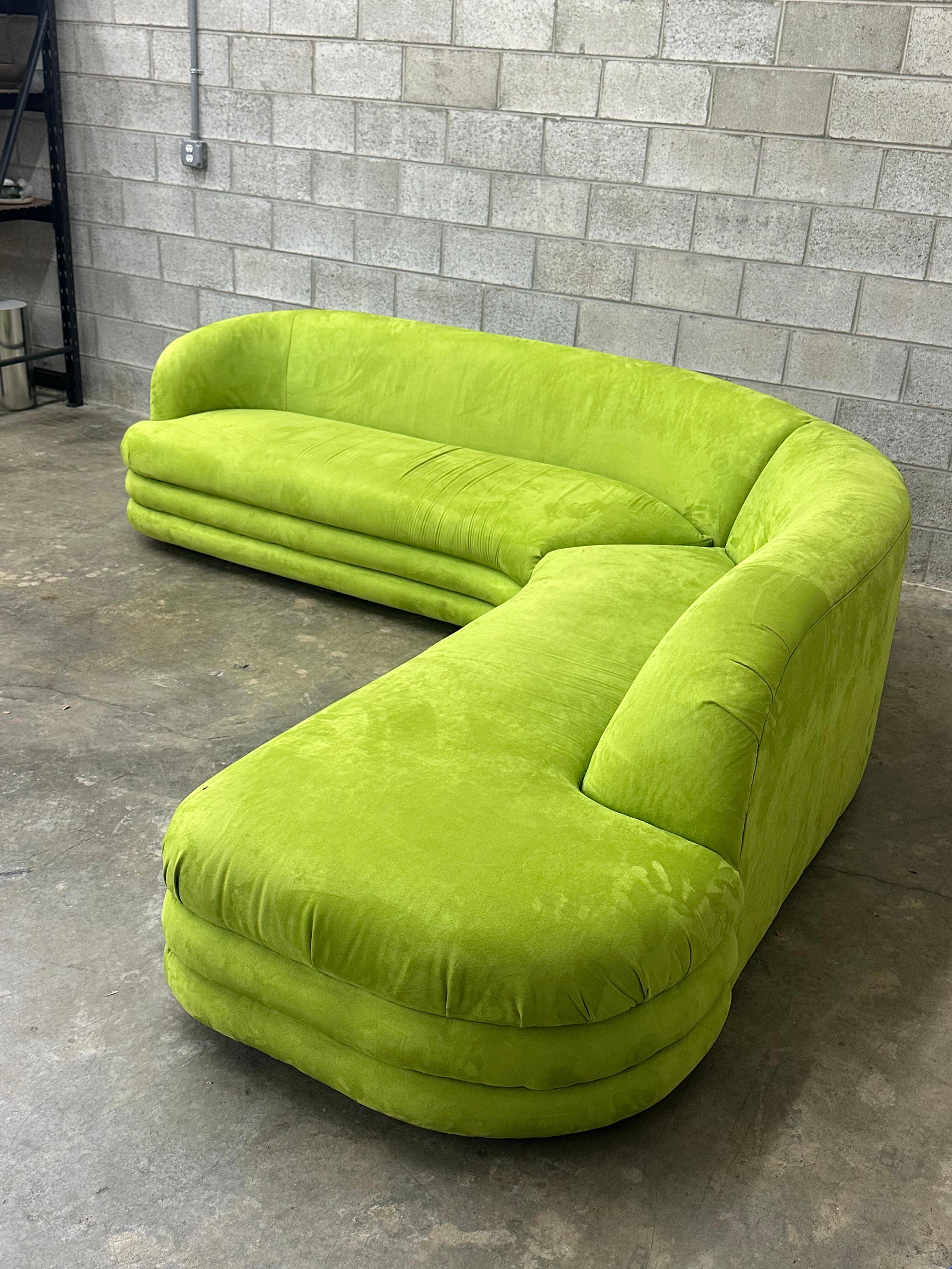 Post-Modern Postmodern Serpentine Sectional With Stacked Base For Sale
