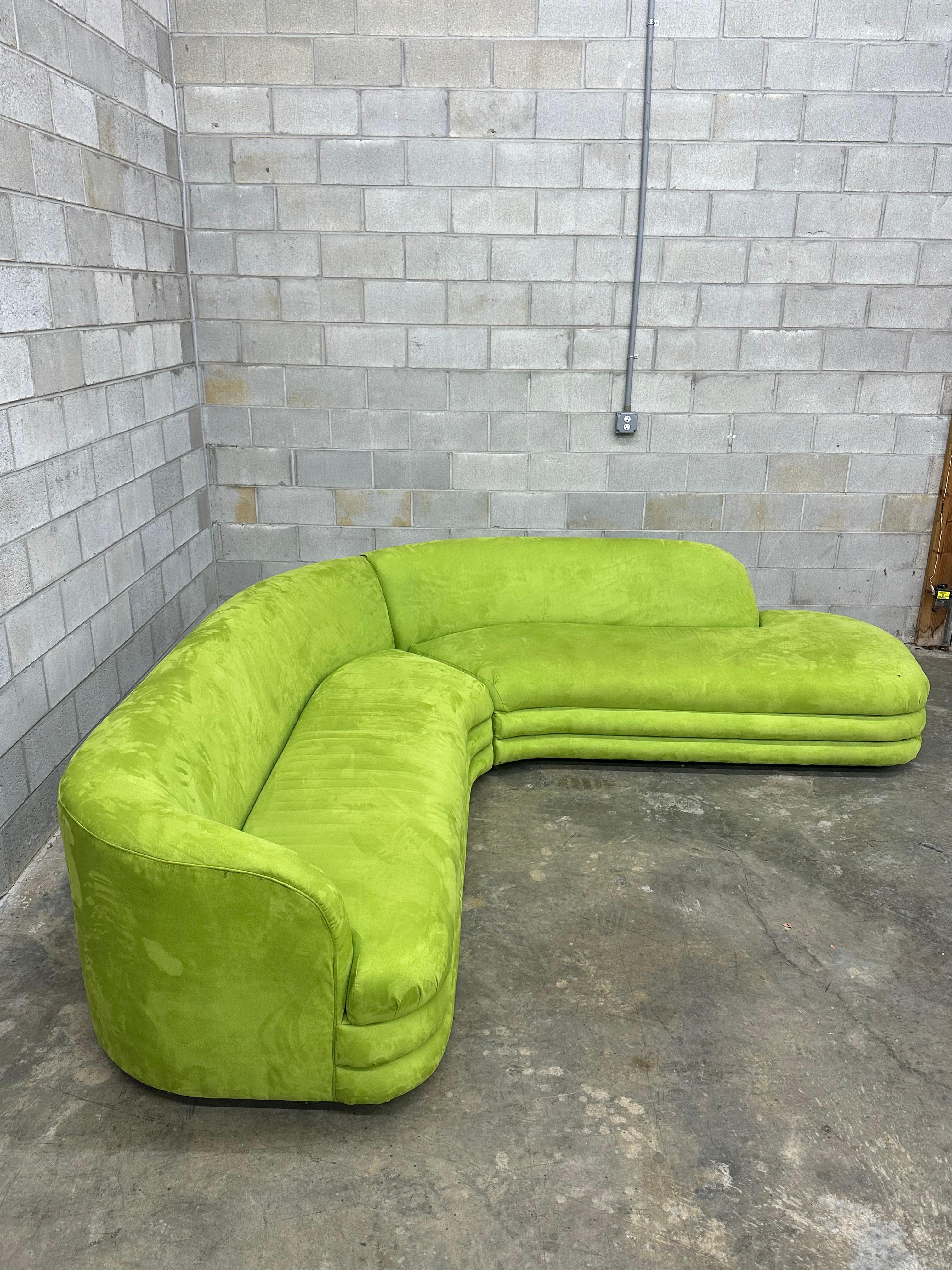 American Postmodern Serpentine Sectional With Stacked Base For Sale