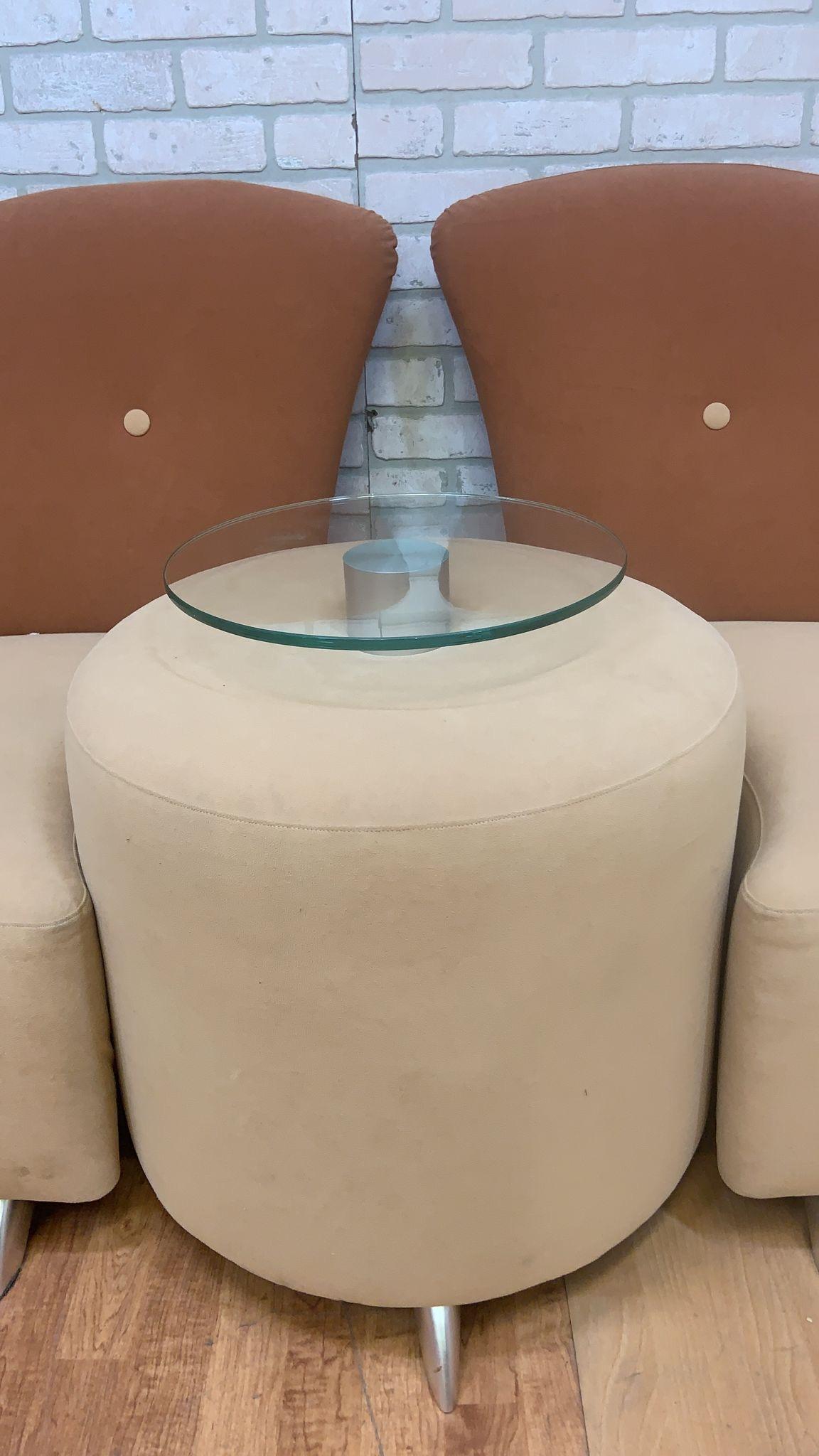 Postmodernes Serpentinen-Sofa-Set mit Glasplatte und Cocktailtisch - 4er-Set im Angebot 10