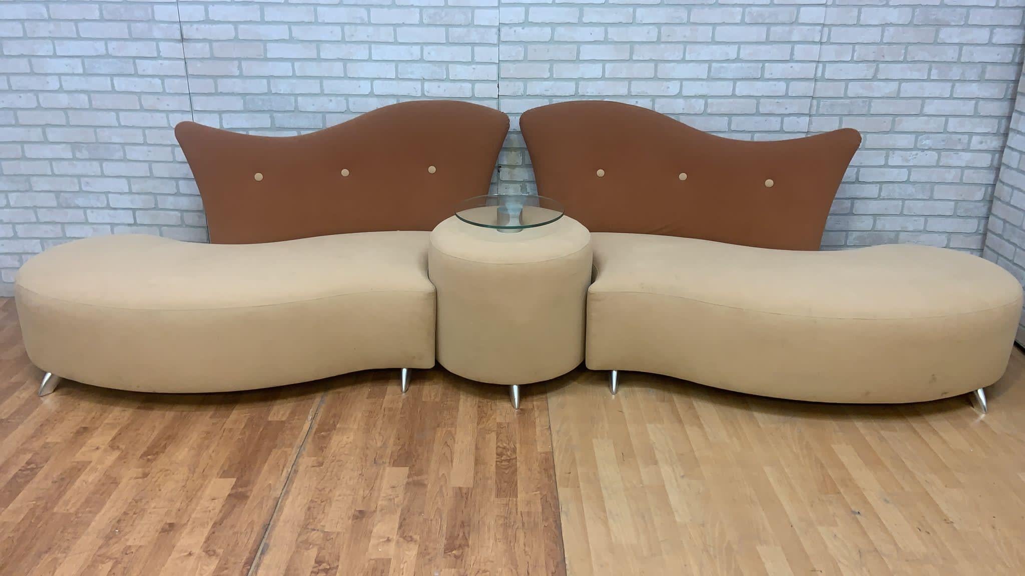 Postmodernes Serpentinen-Sofa-Set mit Glasplatte und Cocktailtisch - 4er-Set im Angebot 11