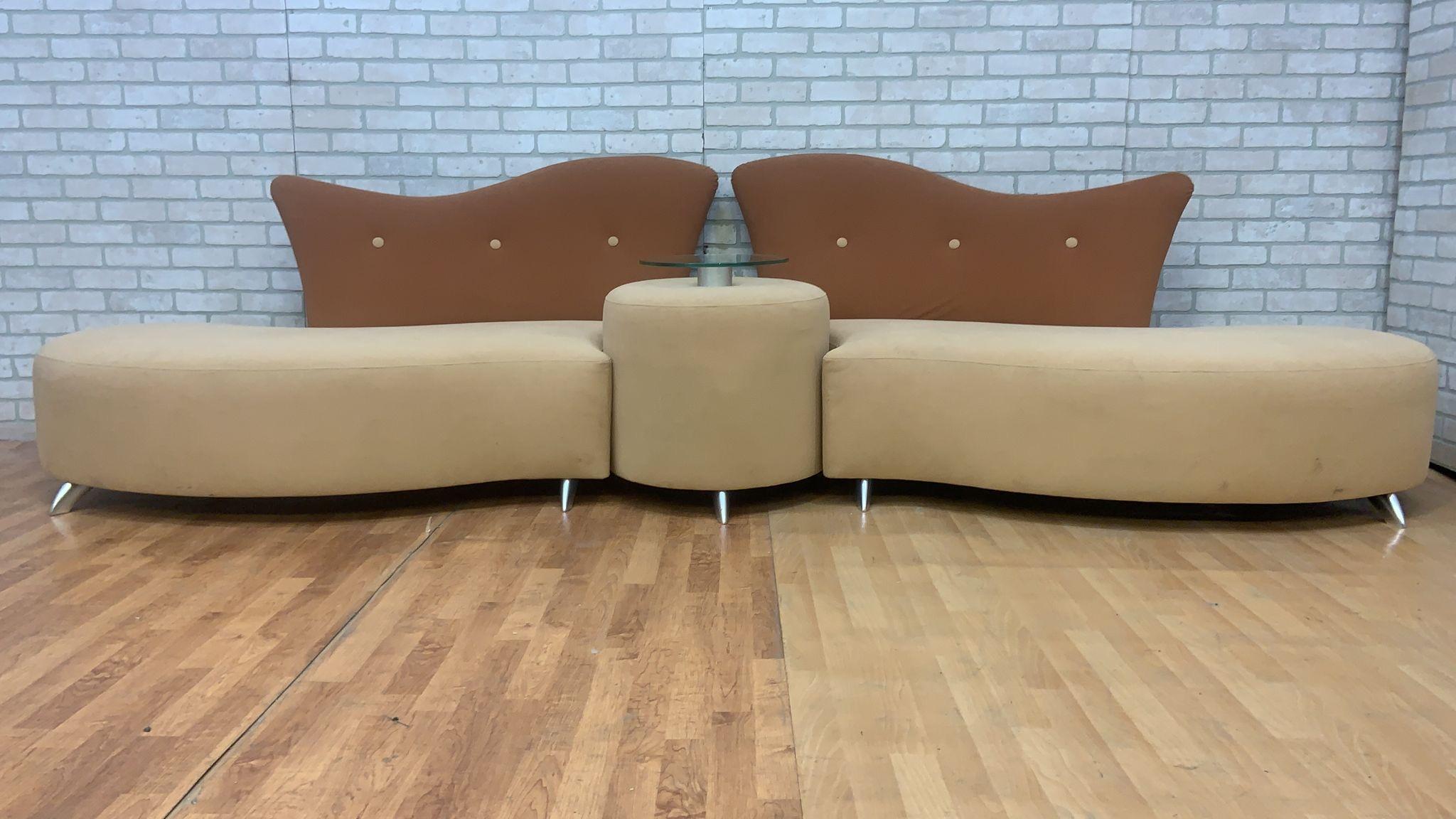Postmodernes Serpentinen-Sofa-Set mit Glasplatte und Cocktailtisch - 4er-Set im Angebot 12