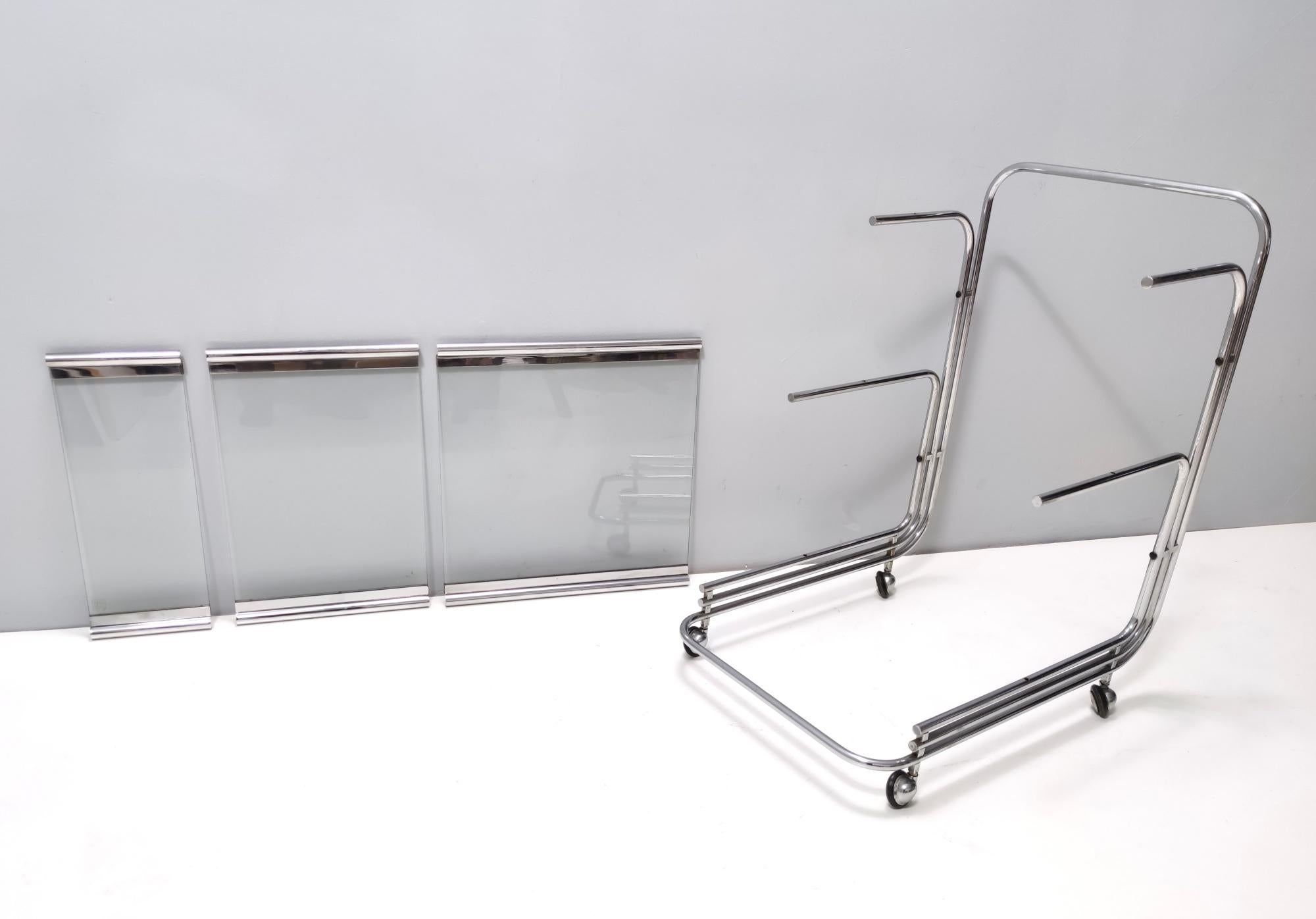 Late 20th Century Postmodern Serving Cart by Fontana Arte with Three Glass Shelves, Italy