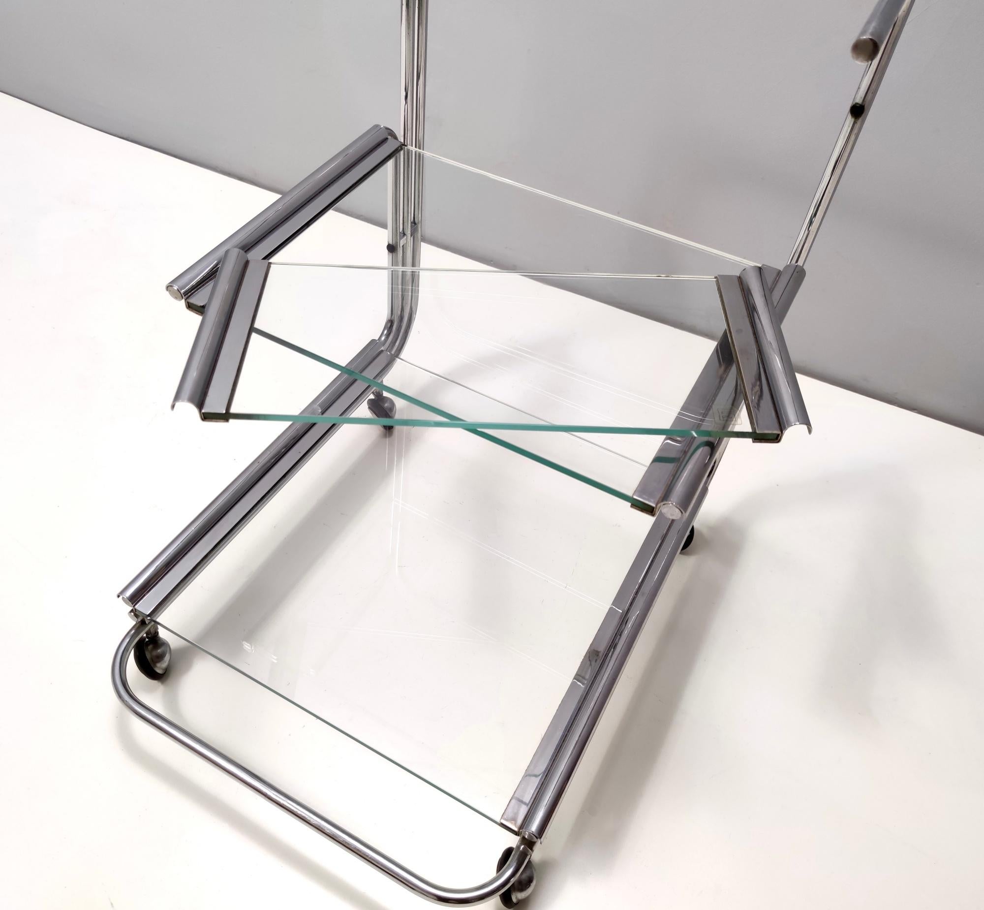 Postmodern Serving Cart by Fontana Arte with Three Glass Shelves, Italy For Sale 1