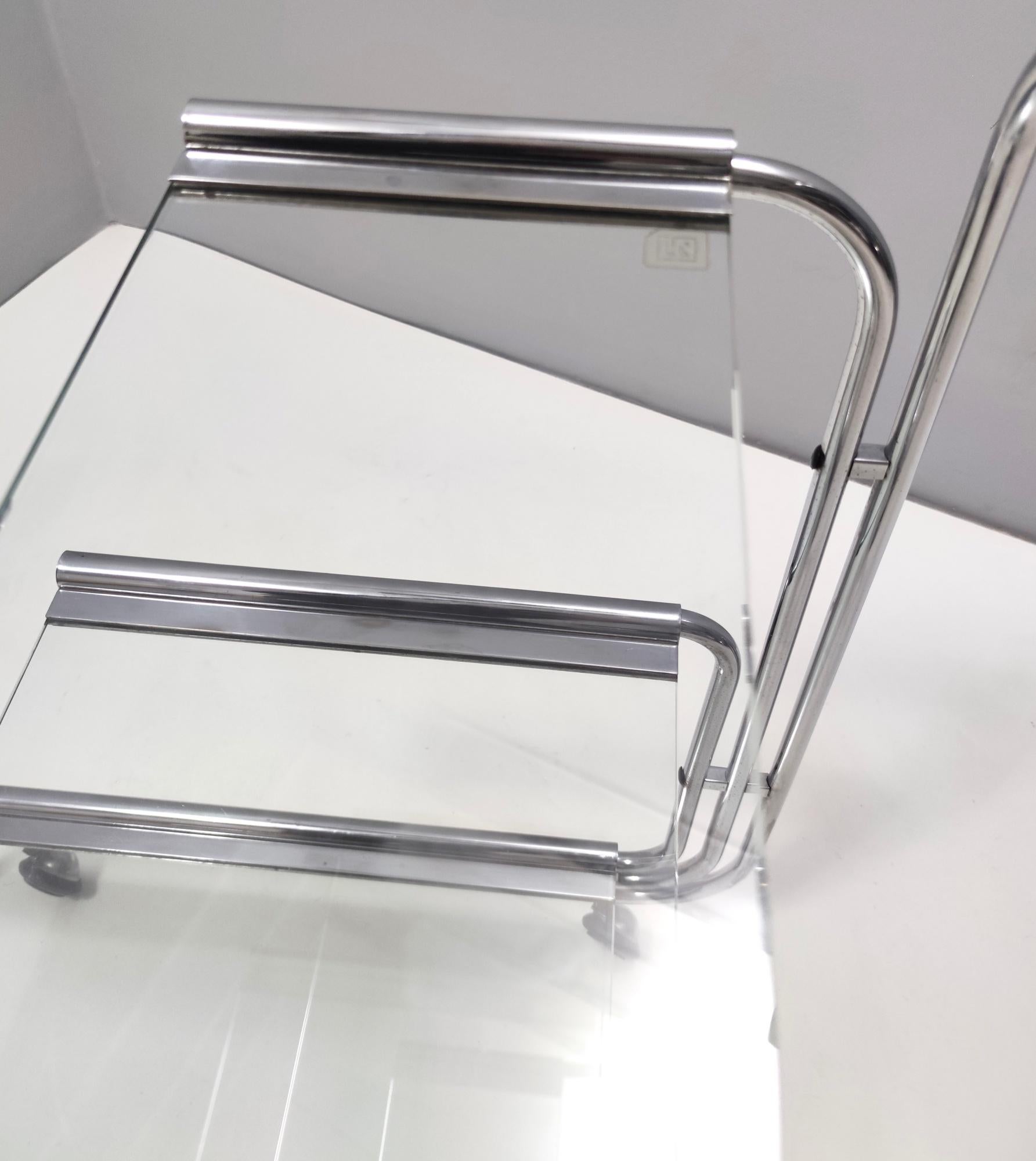 Postmodern Serving Cart by Fontana Arte with Three Glass Shelves, Italy 2