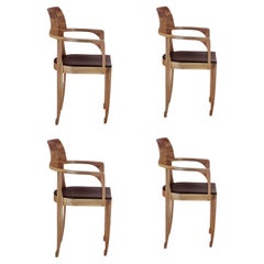 Postmodern Set of 4 Ballerina Armchairs In Solid Walnut By Luciano Bertoncini