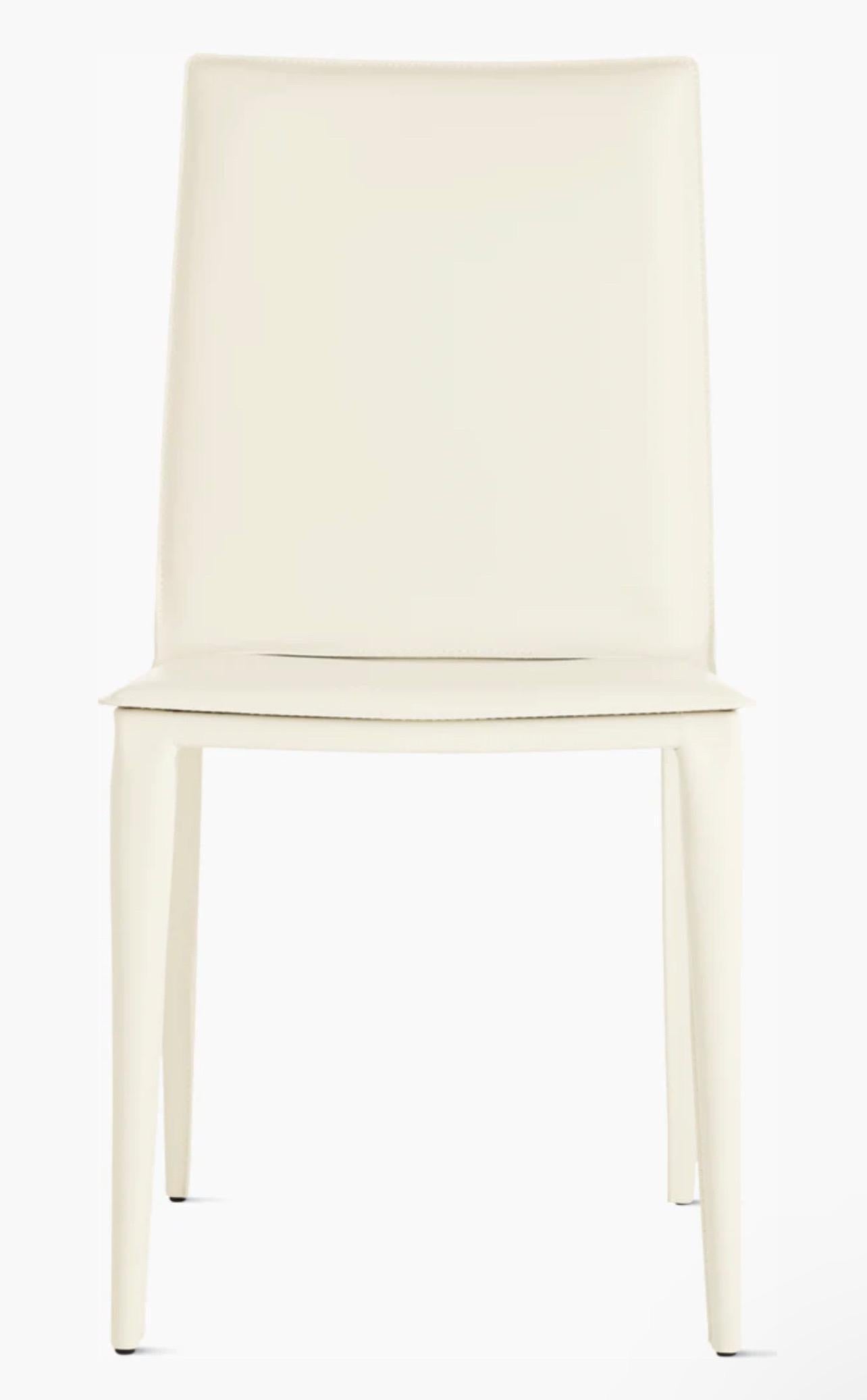 Post-Modern Postmodern Set of 4 Chairs in White Leather Bottega by Frag, Italy
