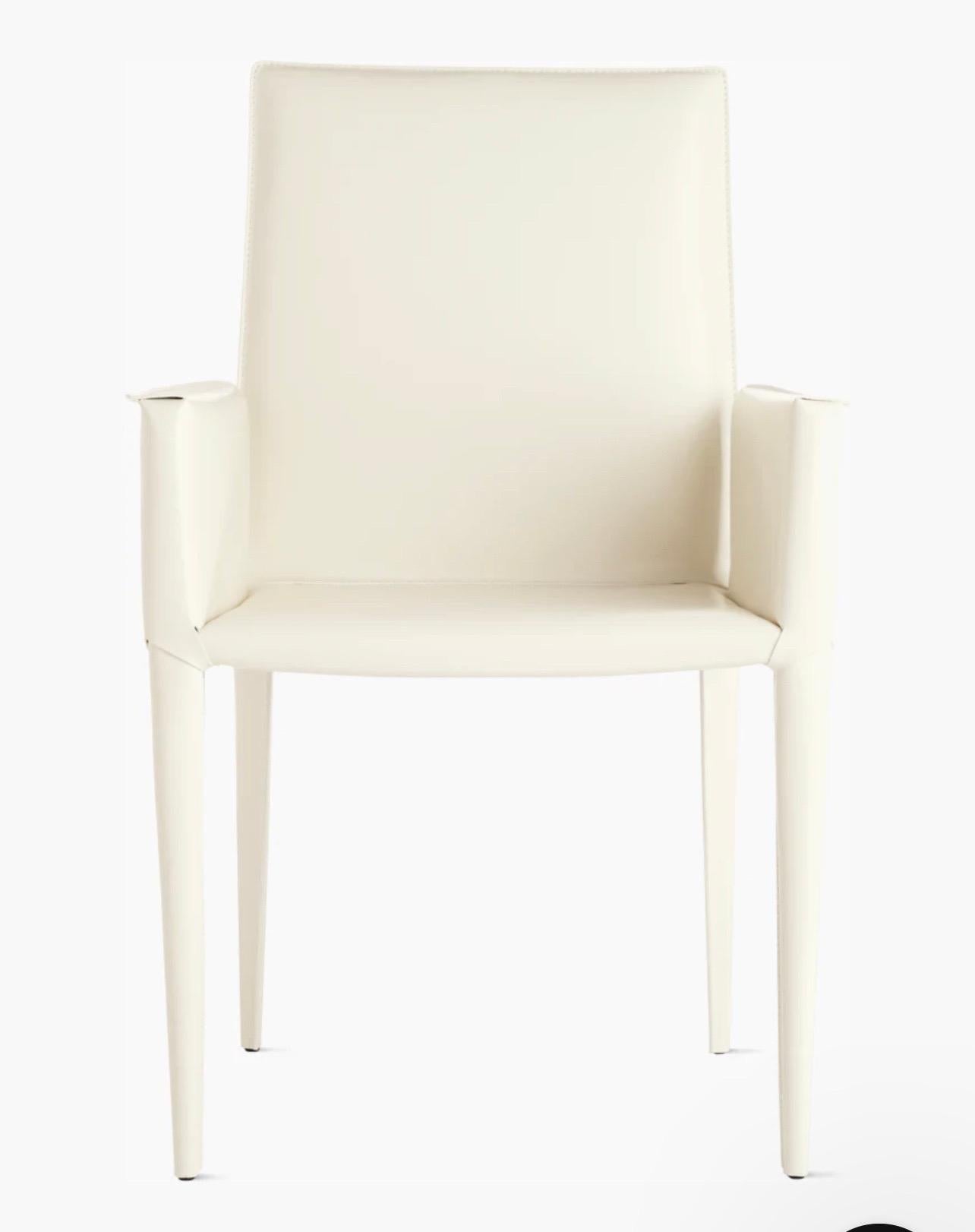 Italian Postmodern Set of 4 Chairs in White Leather Bottega by Frag, Italy