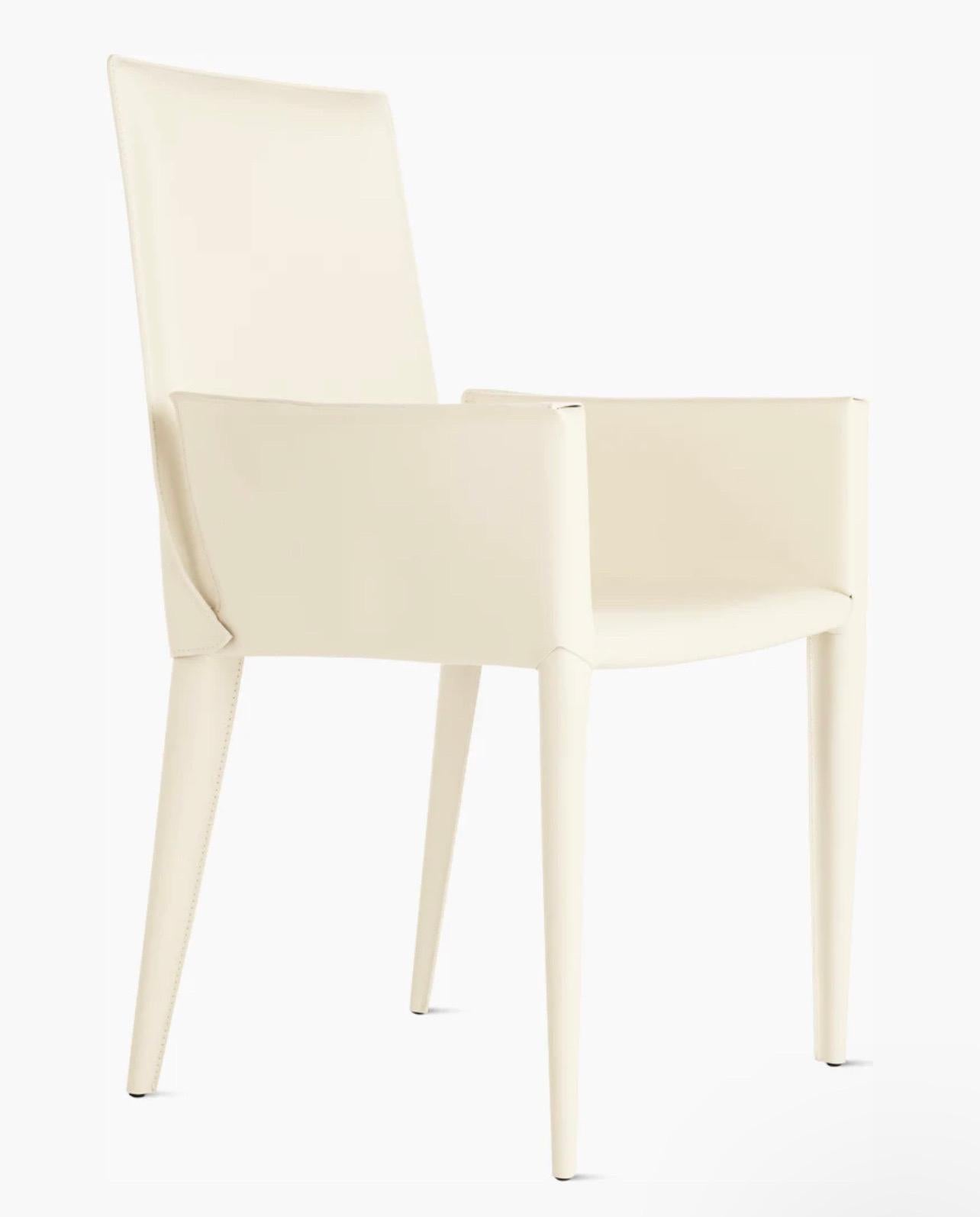 Postmodern Set of 4 Chairs in White Leather Bottega by Frag, Italy In Excellent Condition In San Diego, CA