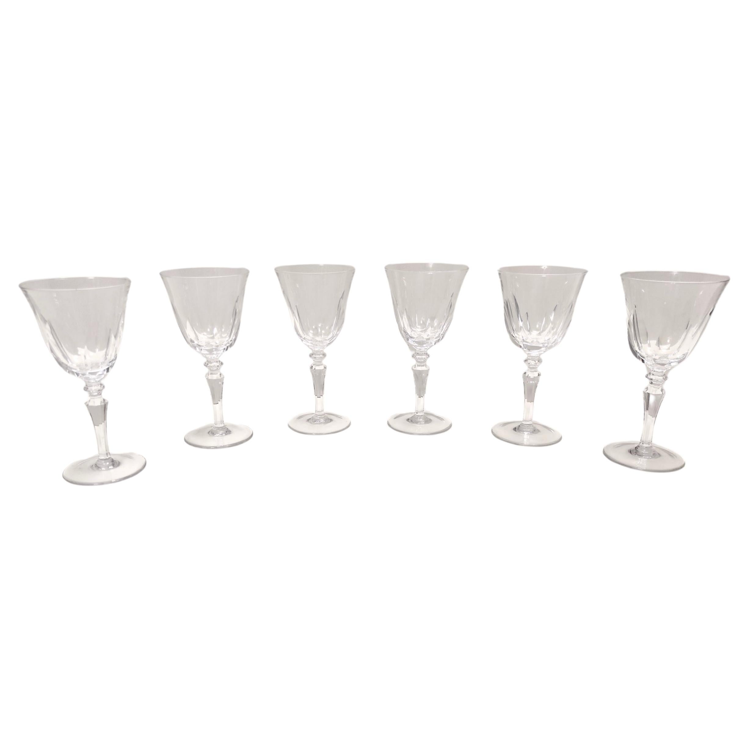 Postmodern Set of 5 Baccarat Crystal Champagne Coupes, France