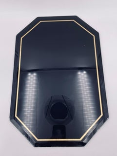 Postmodernes Set von 6 abgeschrägten Glastischen mit Goldbesatz