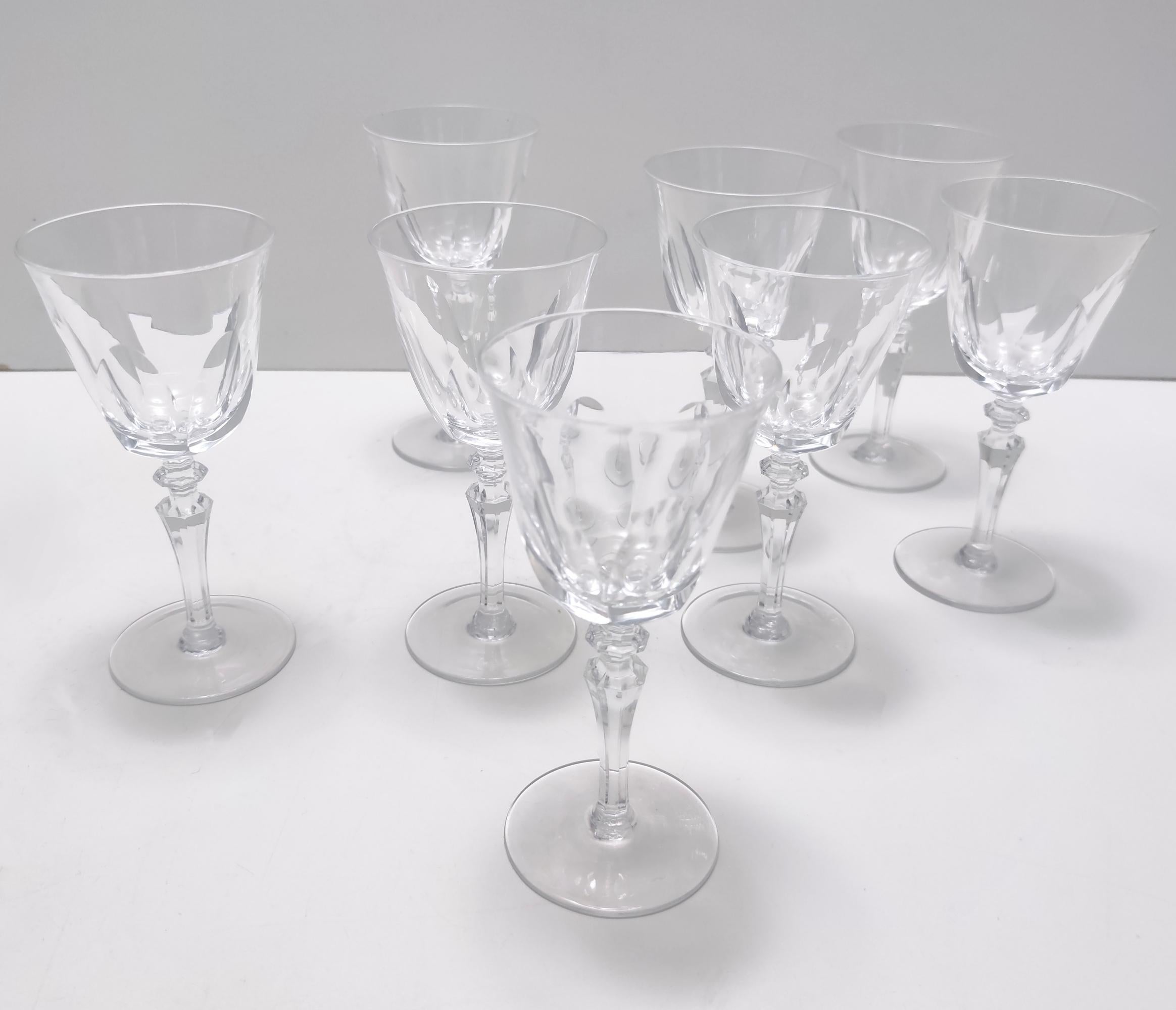 Made in France by Baccarat, 1970s.
These eight coupes are made in thin crystal.
They are vintage, therefore they might show slight traces of use, but they can be considered as in perfect original condition and ready to become a piece in a home.