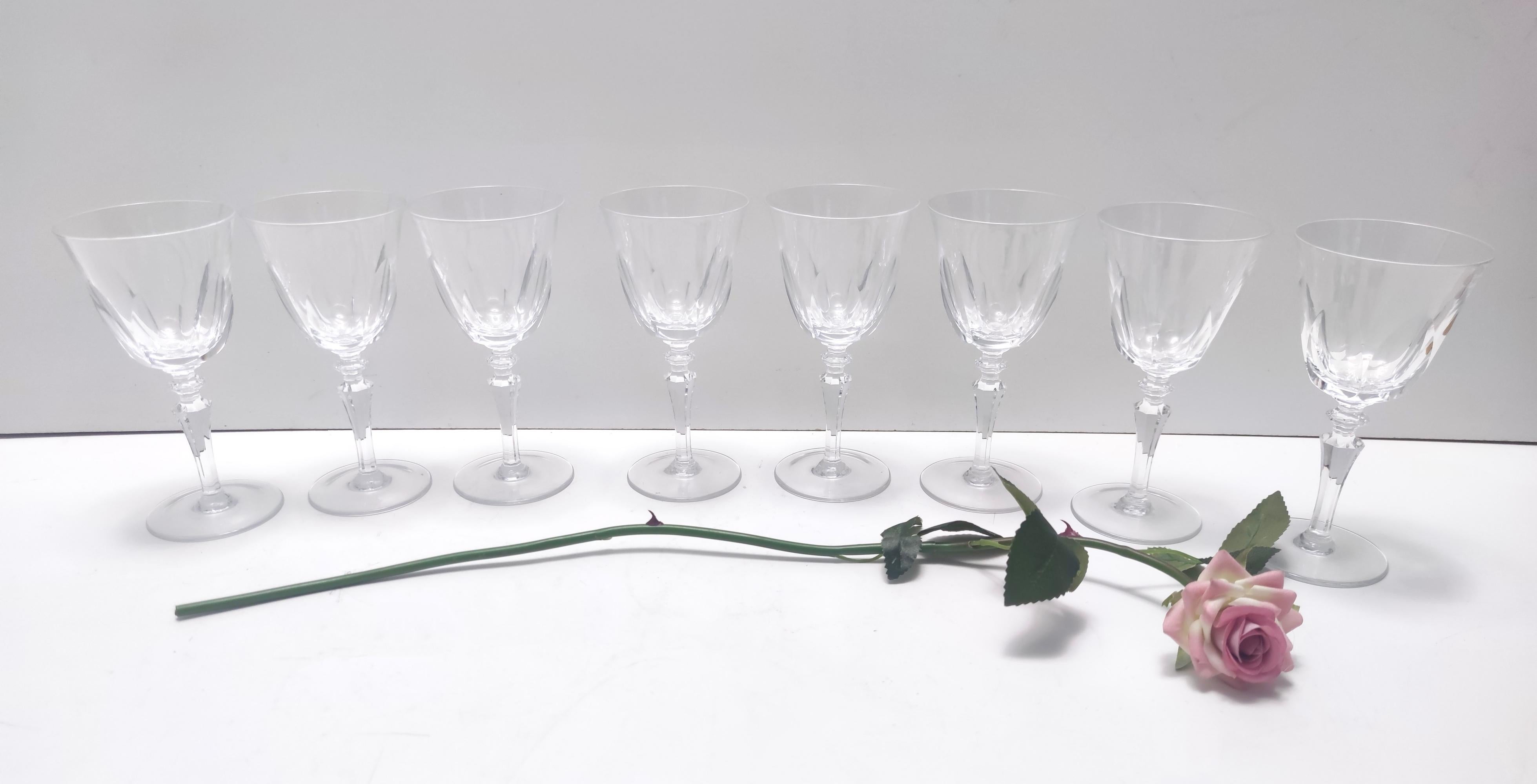 Post-Modern Postmodern Set of 8 Baccarat Crystal Champagne Coupes, France