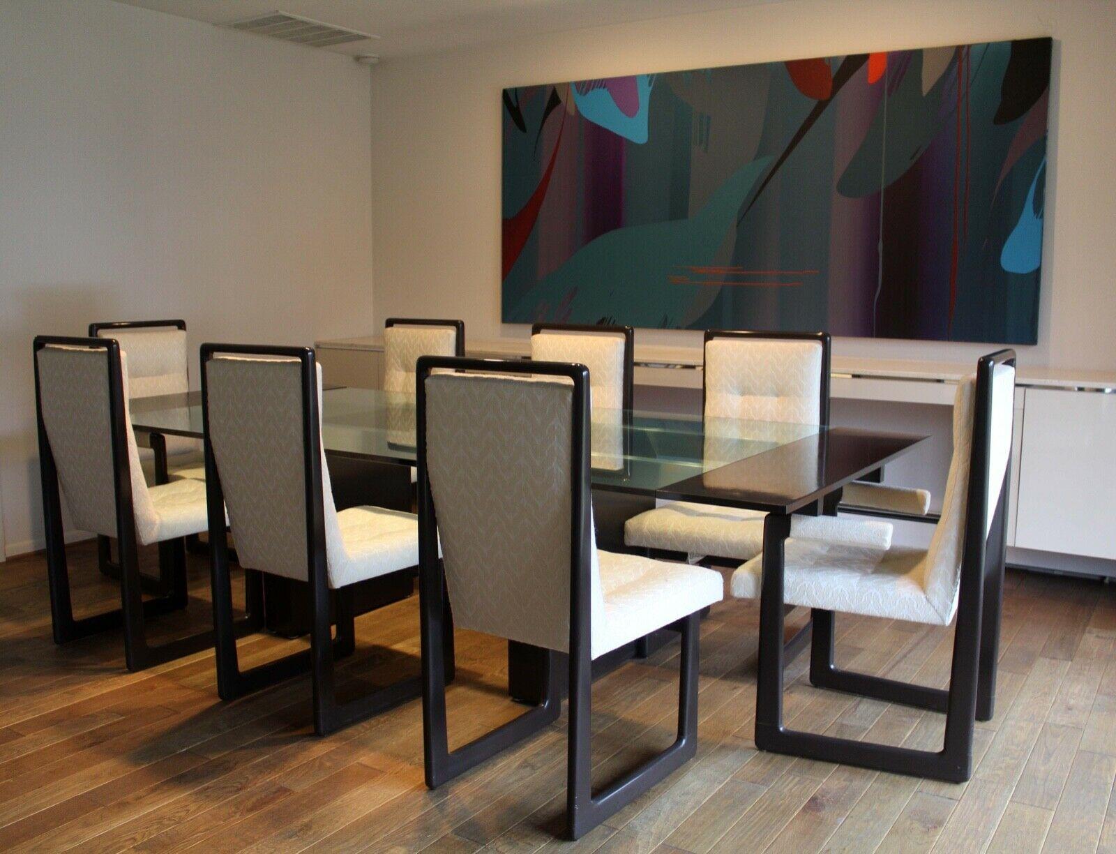 Postmodern Set of 8 Vladimir Kagan Cubist Upholstered Dining Chairs Signed 4