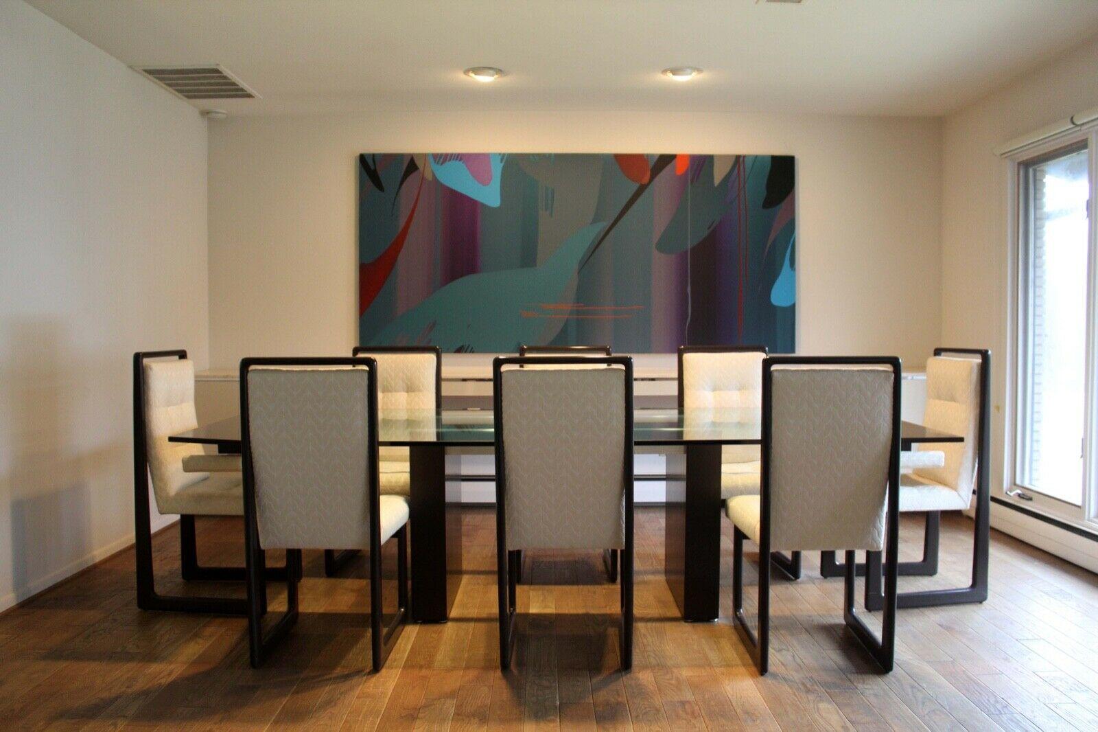 Postmodern Set of 8 Vladimir Kagan Cubist Upholstered Dining Chairs Signed 3