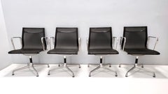 Set of Eight Black Nylon Revolving Office Chairs by Eames for Herman Miller