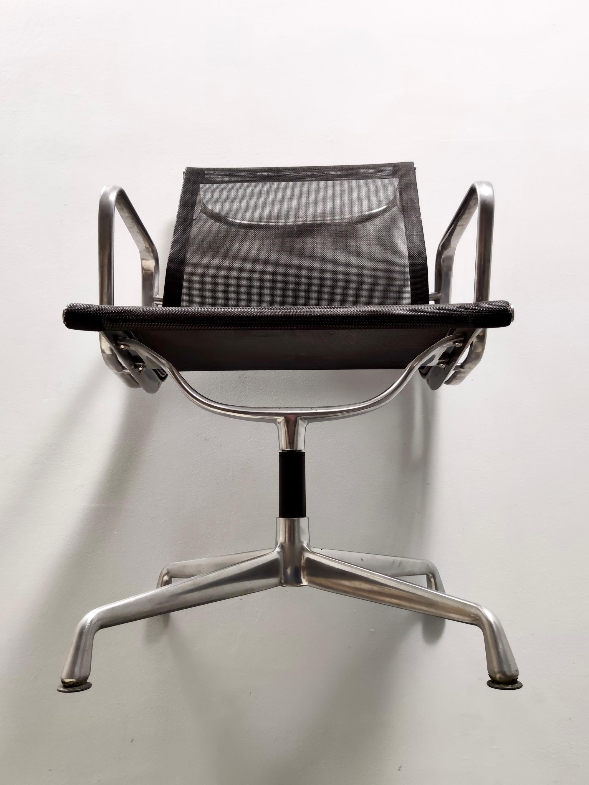 Italian Set of Eight Black Nylon Revolving Office Chairs by Eames for Herman Miller