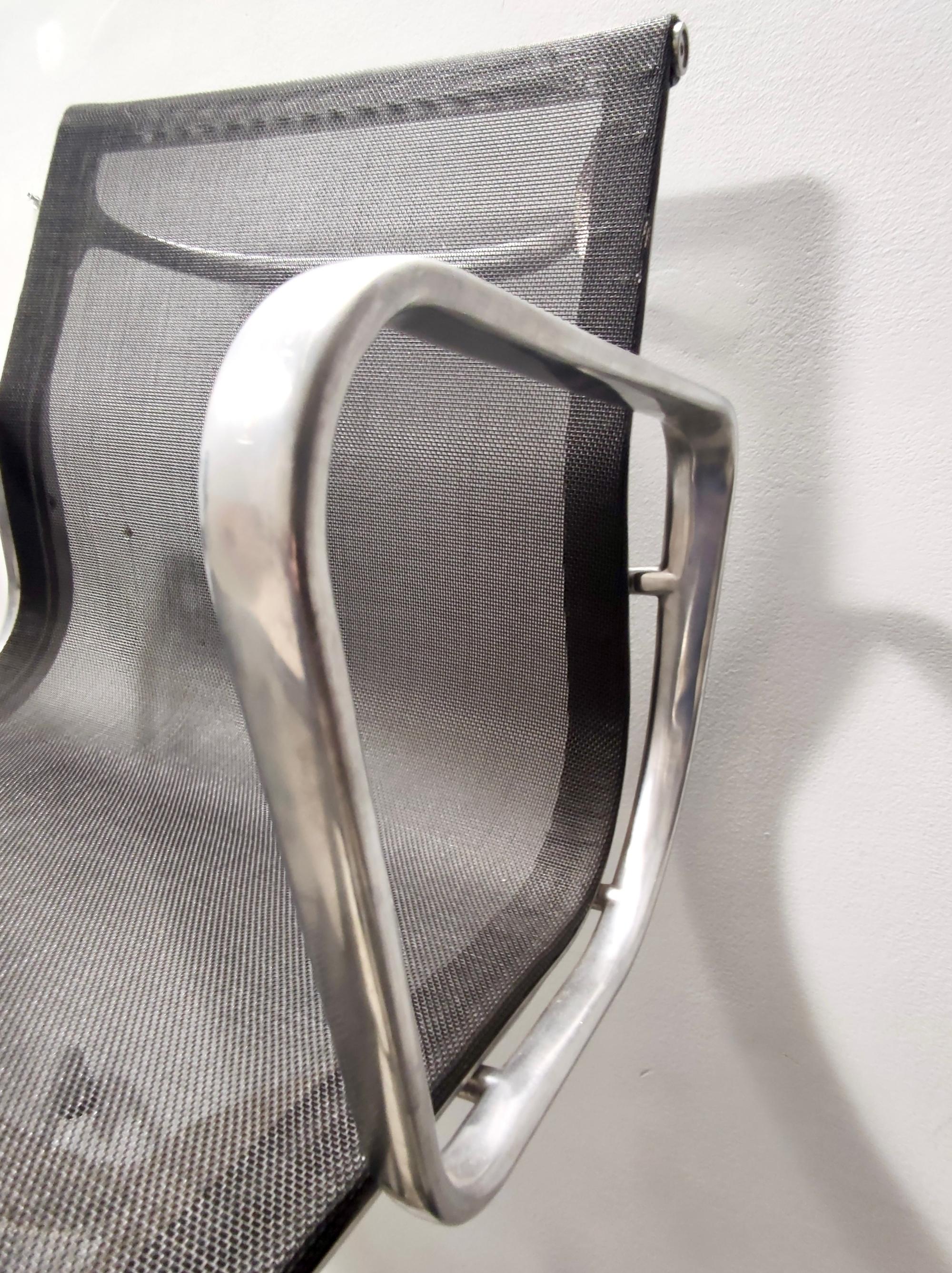 Aluminum Set of Eight Black Nylon Revolving Office Chairs by Eames for Herman Miller