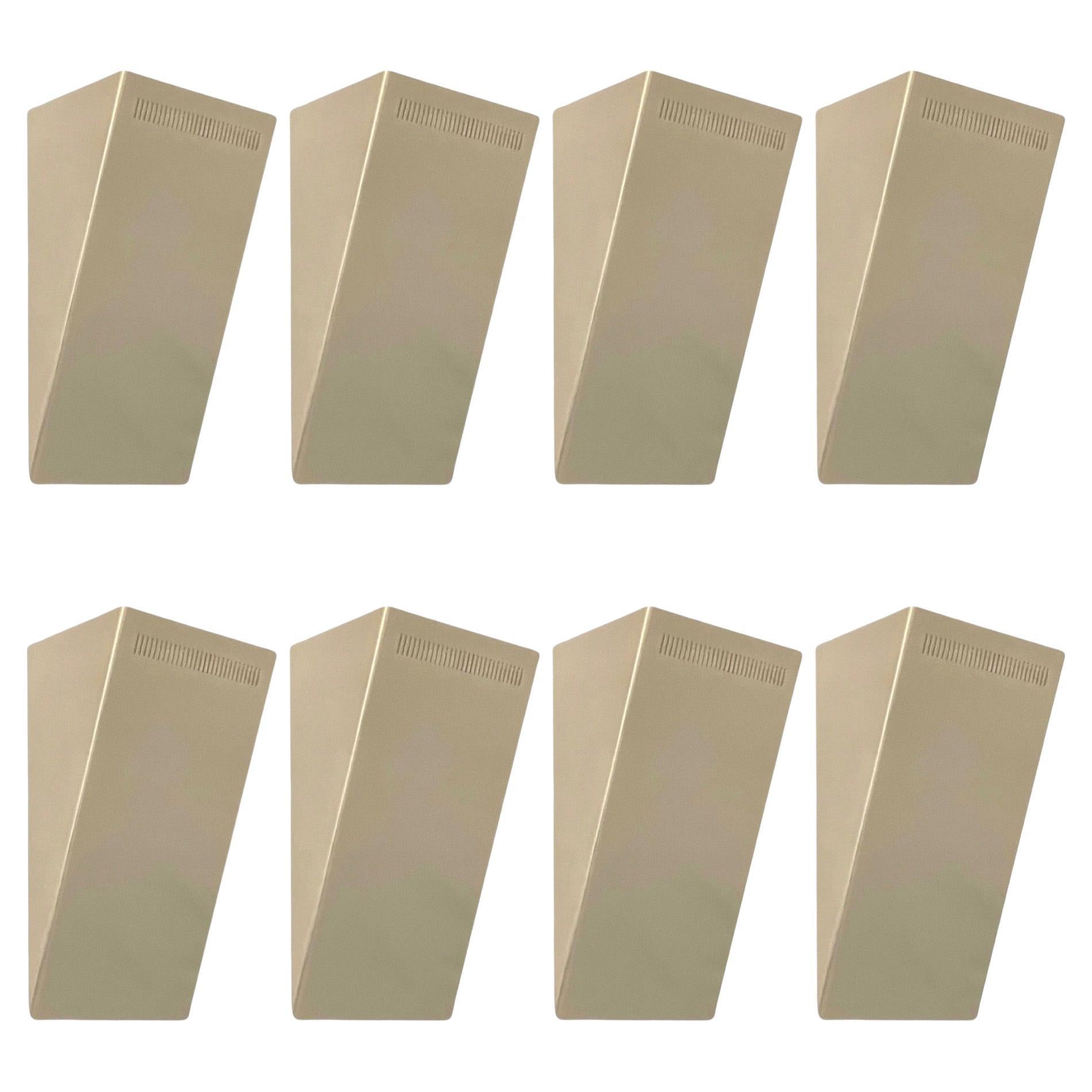 Postmodern Set of Eight Gold Metal Wall Sconces by Estiluz, Barcelona, 1990s