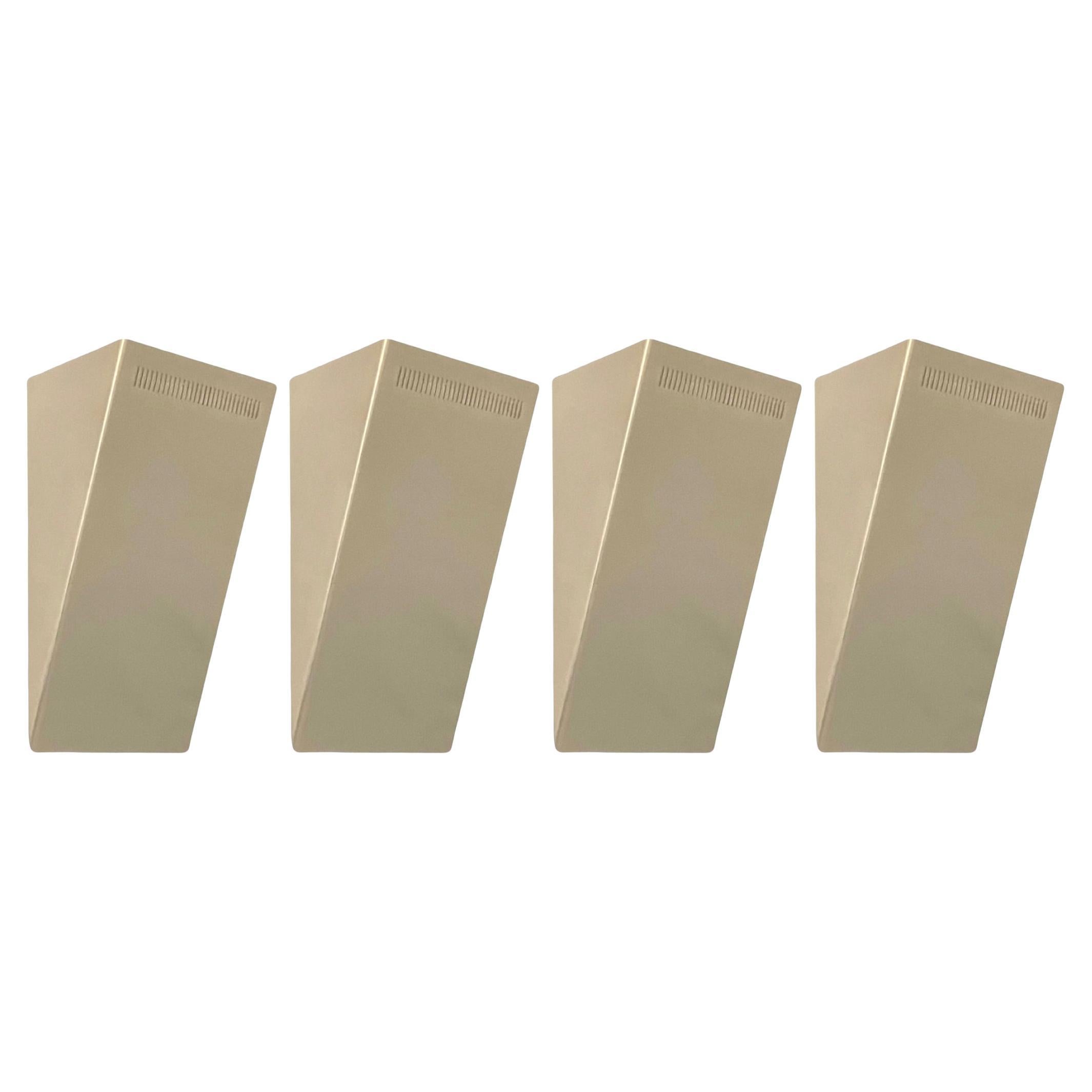 Postmodern Set of Four Gold Metal Wall Sconces by Estiluz, Barcelona, 1990s