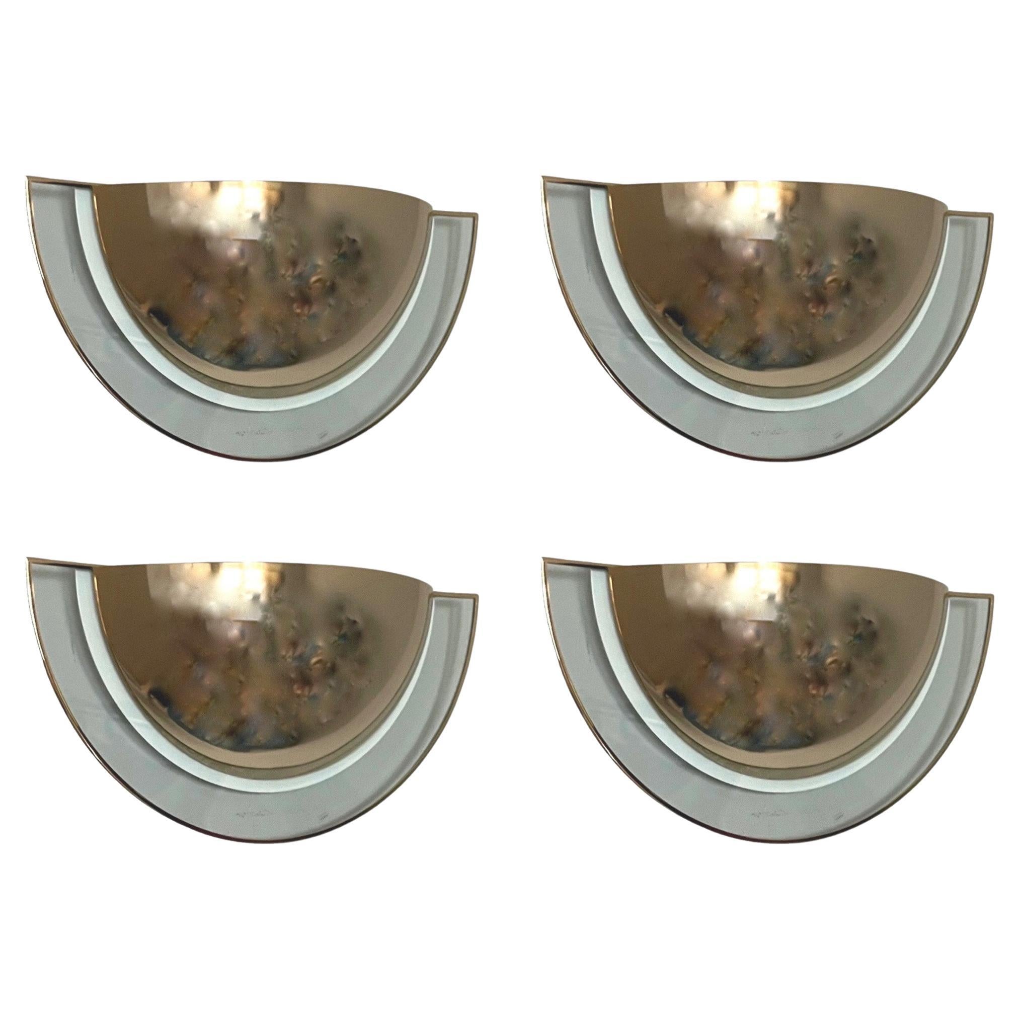 Postmodern Set of Four Large Gold Wall Sconces by Estiluz, Barcelona, 1980s