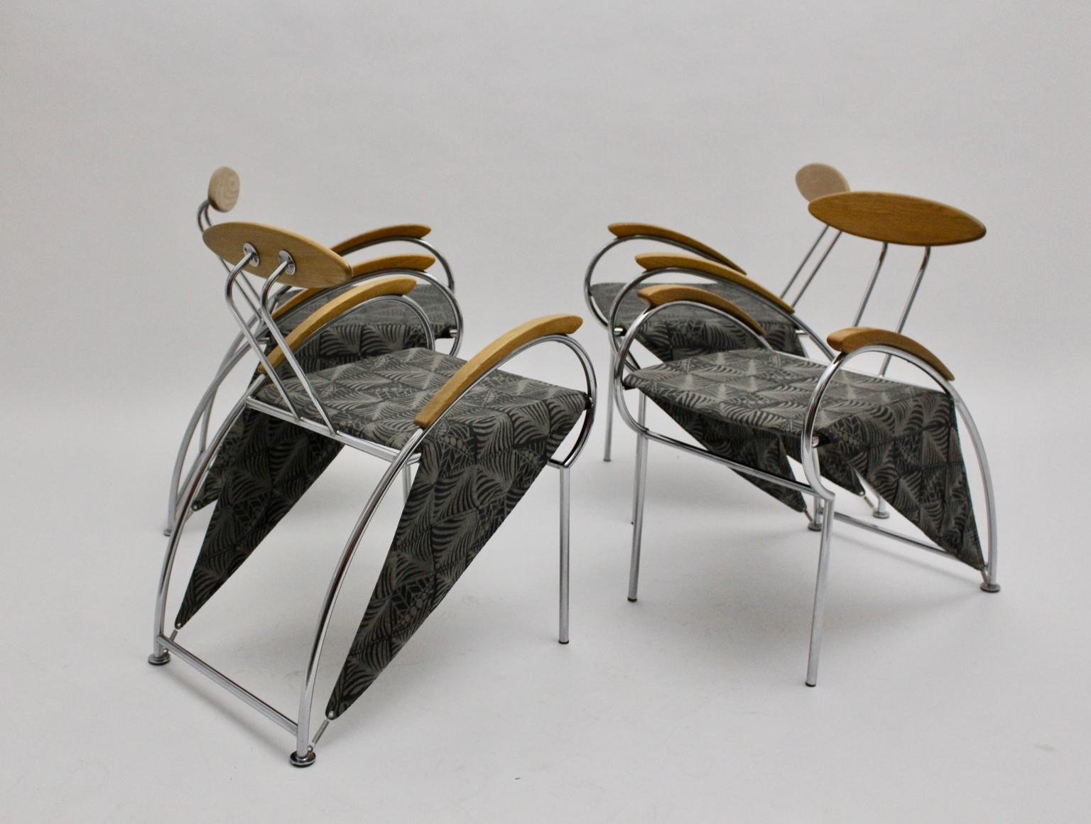 Ensemble postmoderne de quatre chaises de salle à manger vintage Massimo Iosa Ghini Moroso 1988 Italie en vente 3
