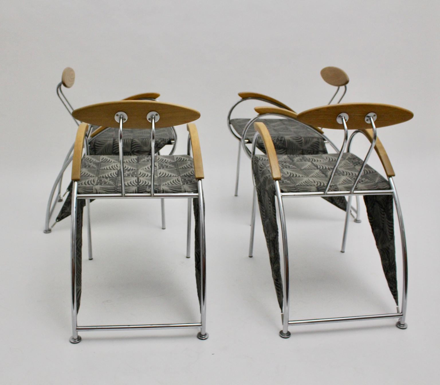 Ensemble postmoderne de quatre chaises de salle à manger vintage Massimo Iosa Ghini Moroso 1988 Italie en vente 4