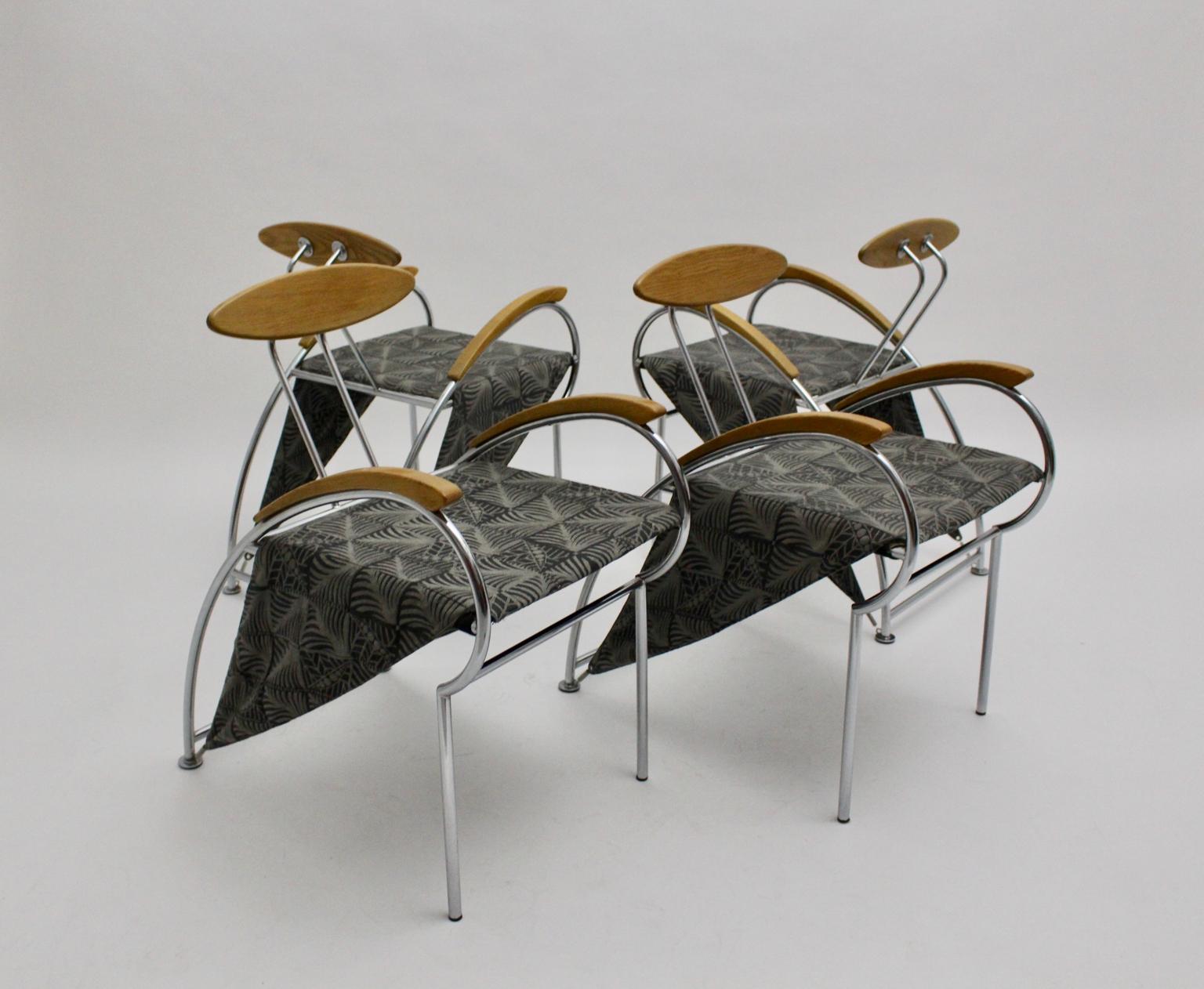 Ensemble postmoderne de quatre chaises de salle à manger vintage Massimo Iosa Ghini Moroso 1988 Italie en vente 5