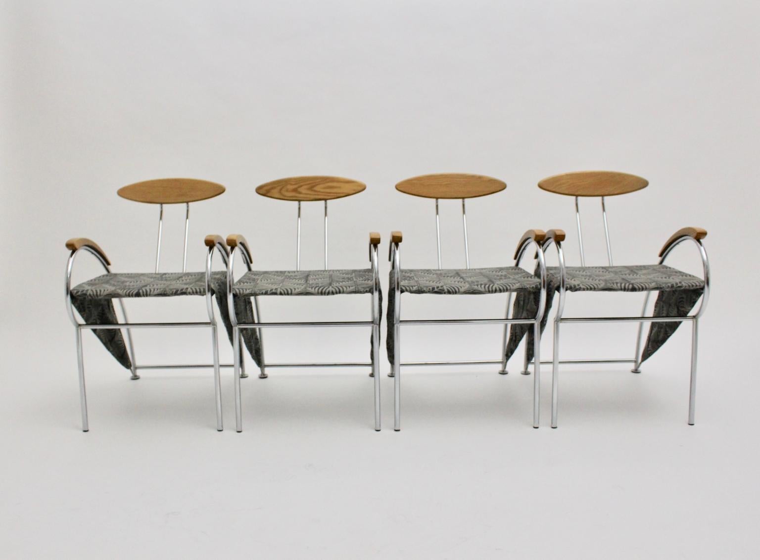 Ensemble postmoderne de quatre chaises de salle à manger vintage Massimo Iosa Ghini Moroso 1988 Italie en vente 6