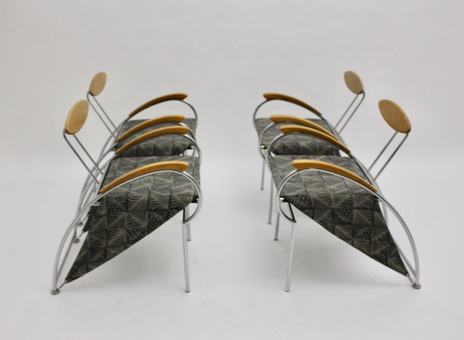 Ensemble postmoderne de quatre chaises de salle à manger vintage Massimo Iosa Ghini Moroso 1988 Italie en vente 2