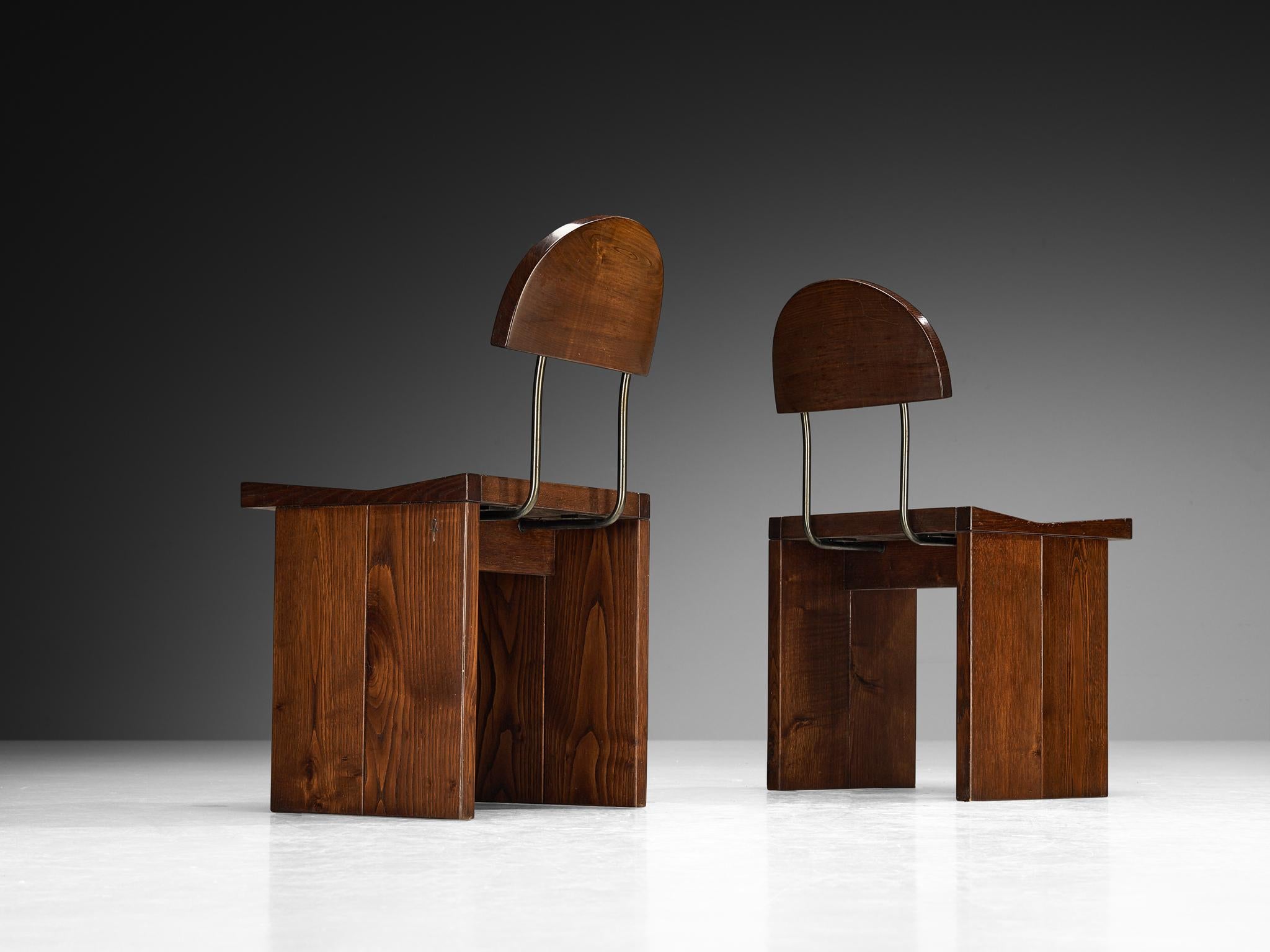 Post-Modern Postmodern Set of Italian Dining Chairs in Solid Oak For Sale