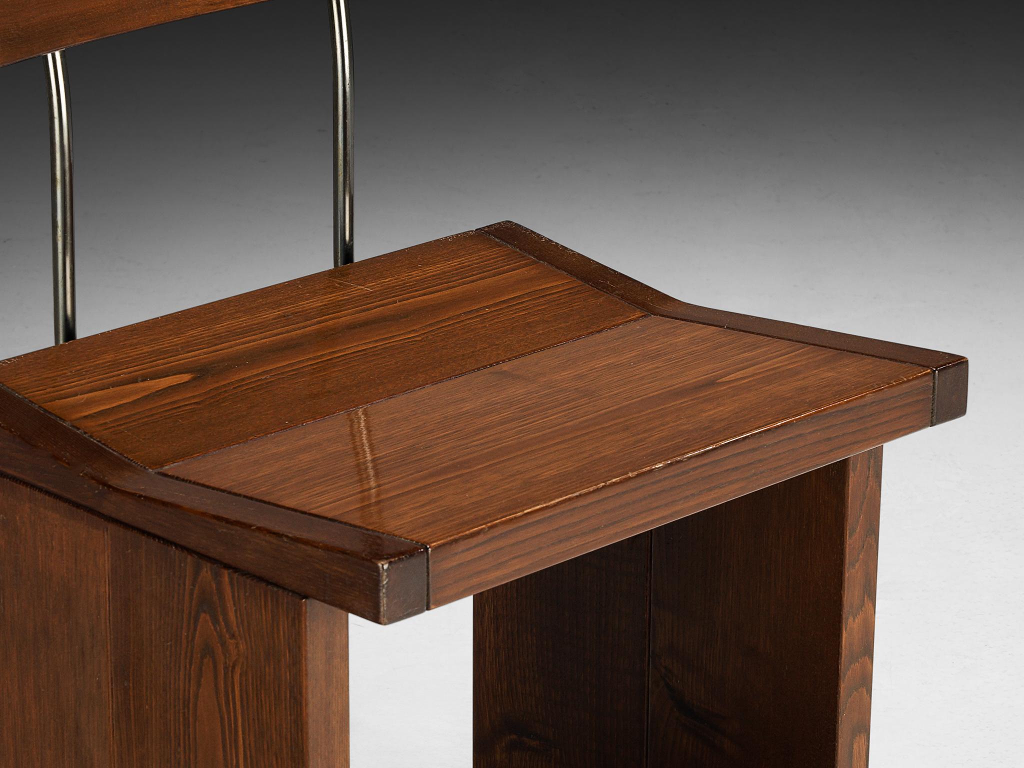 Postmodern Set of Italian Dining Chairs in Solid Oak For Sale 3
