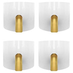 Postmodern Set of Lucite Brass Wall Lights by Metalarte, 1980s