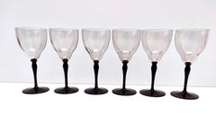 Postmodern Set of Six Murano Glass Wine Glasses by Vittorio Zecchin, Italy