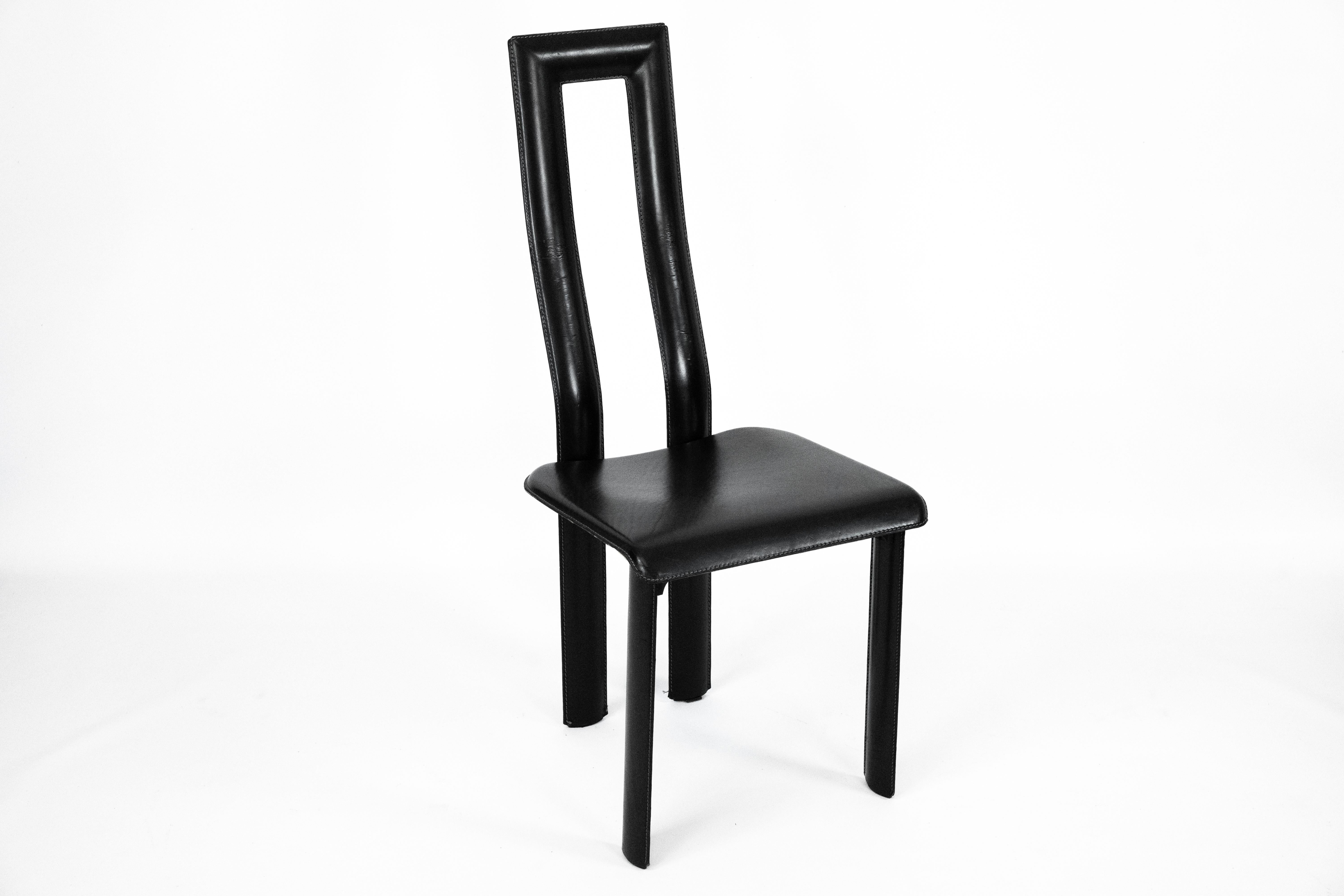 Ensemble postmoderne de dix chaises de salle à manger en cuir par Antonello Mosca pour Ycami. Italie en vente 4