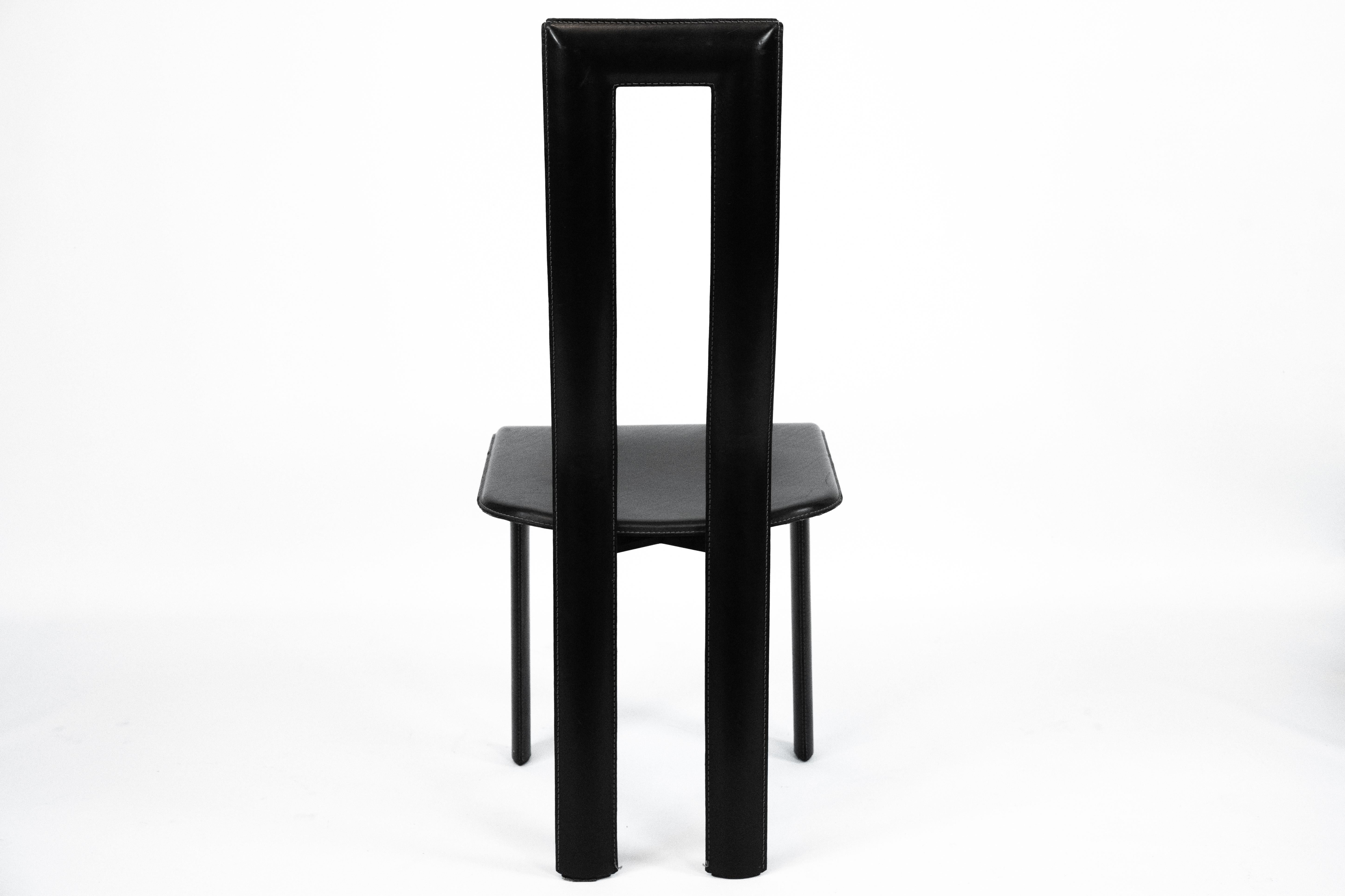 Ensemble postmoderne de dix chaises de salle à manger en cuir par Antonello Mosca pour Ycami. Italie en vente 7