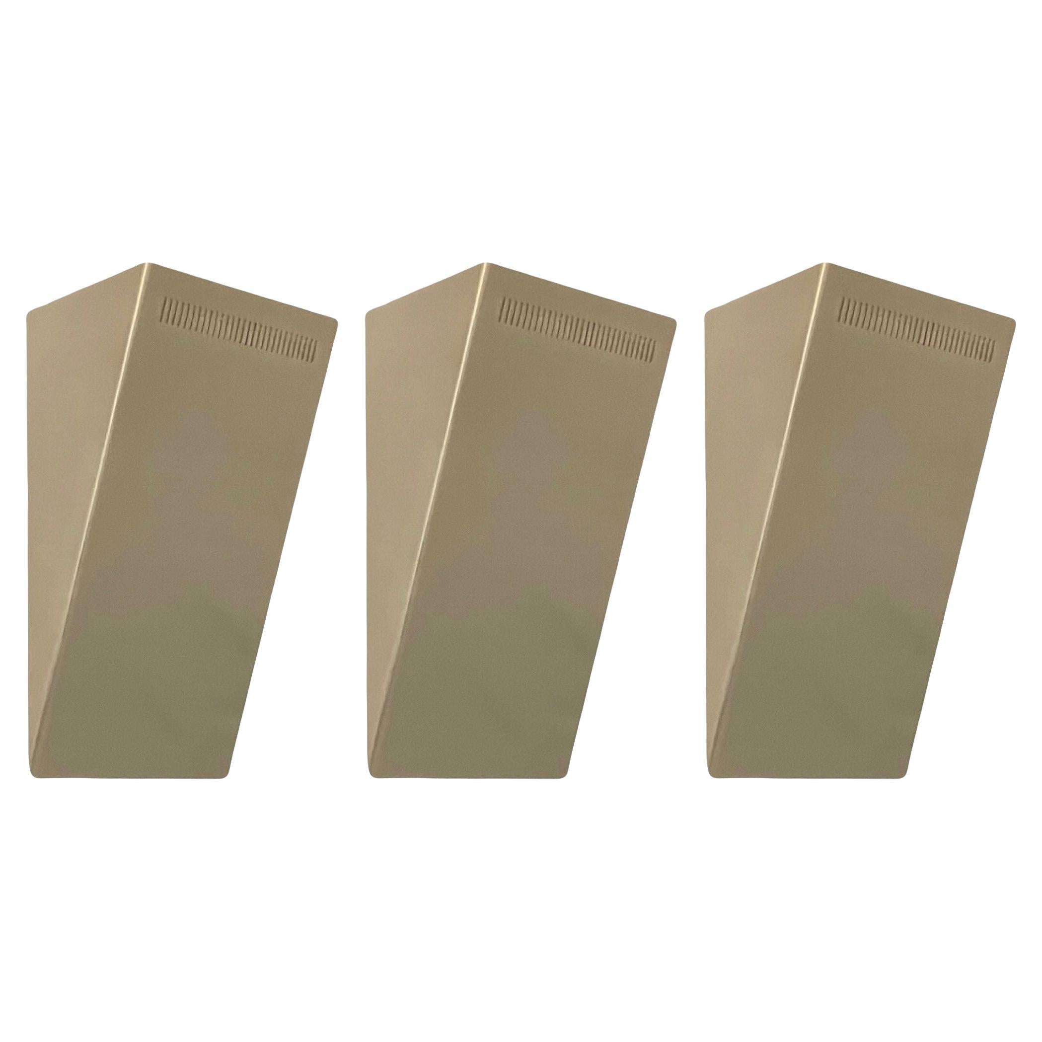 Postmodern Set of Three Gold Metal Wall Sconces by Estiluz, Barcelona, 1990s in vendita