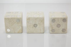 Postmodern Set of Three Oversized White Tessellated Stone Dice, 1990s