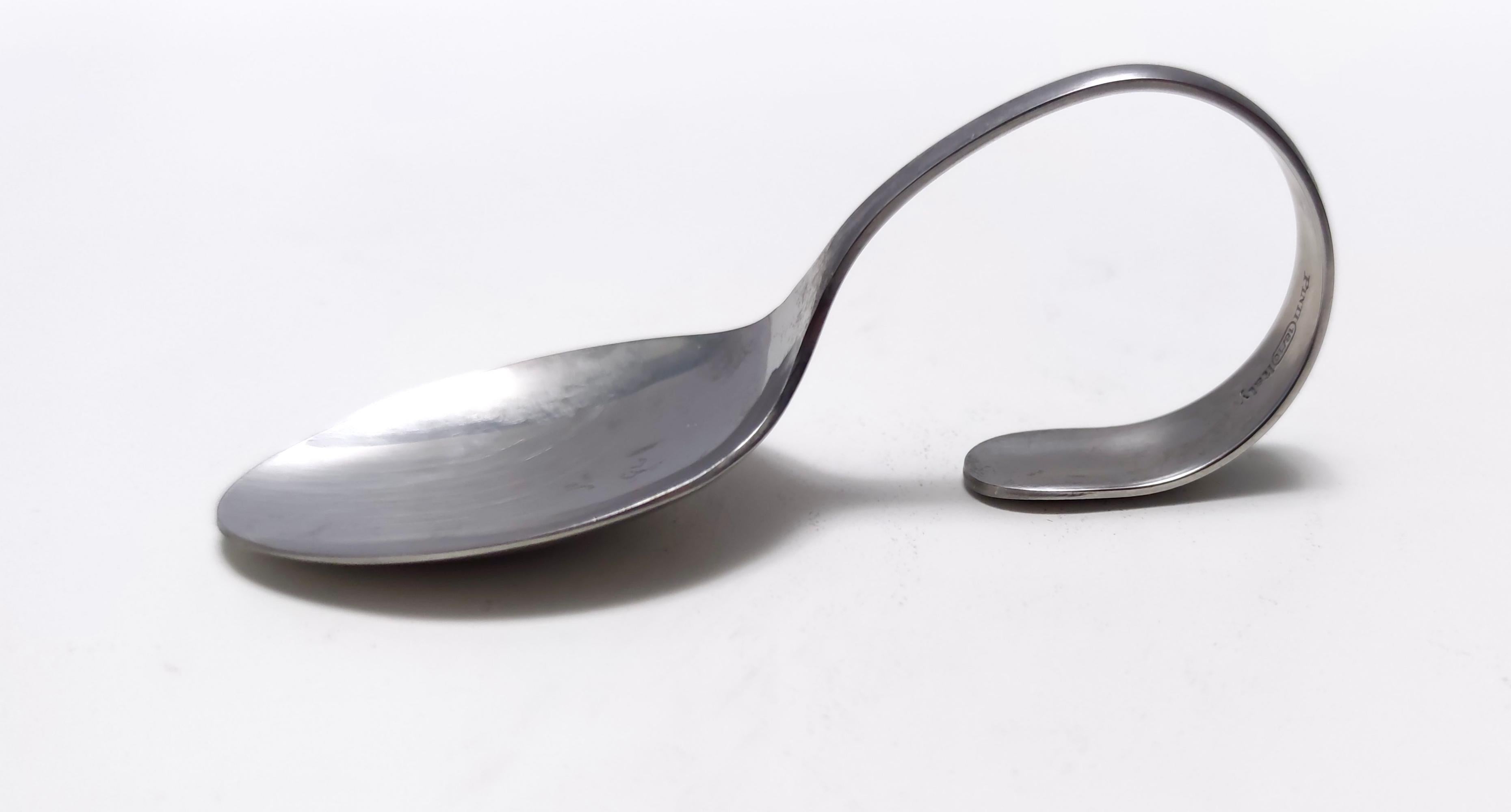 Postmodern Set of Twelve Steel Serving Spoon by Pinti, Italy, 1980s For Sale 4