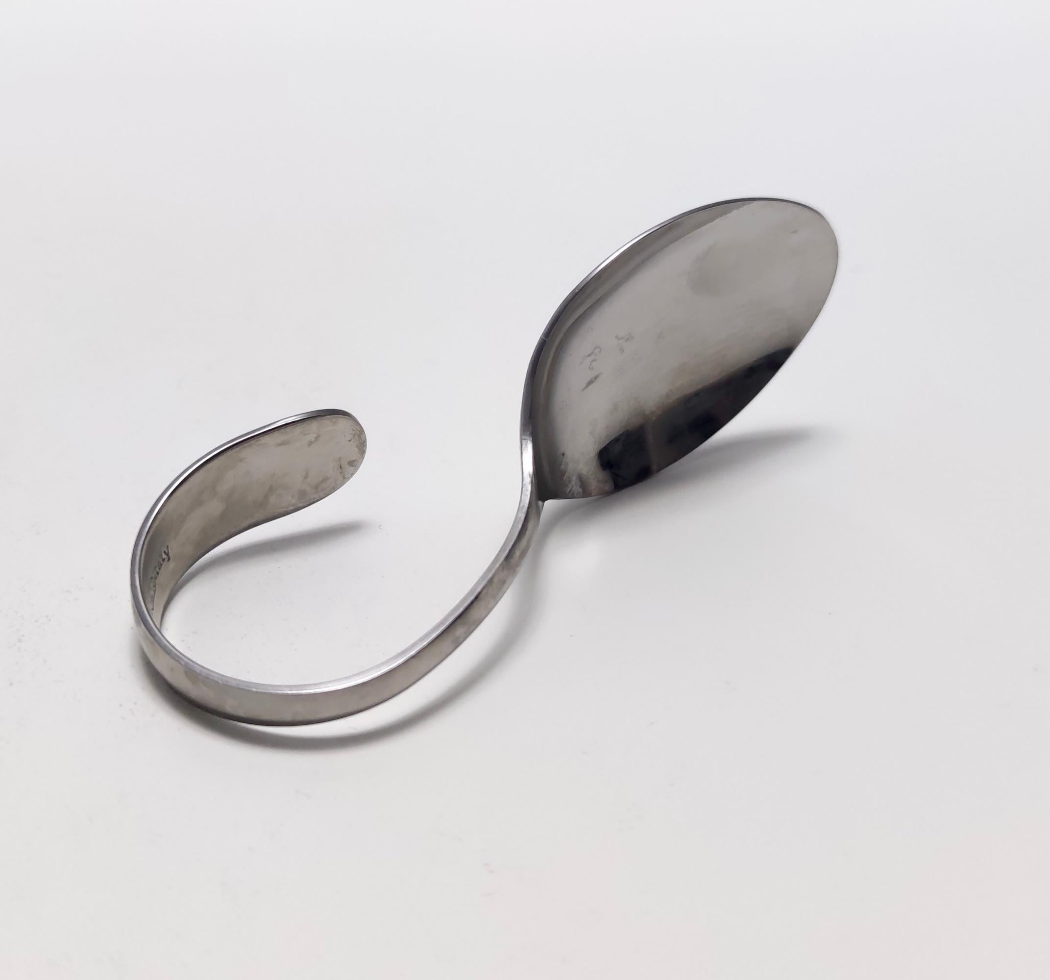 Postmodern Set of Twelve Steel Serving Spoon by Pinti, Italy, 1980s For Sale 5