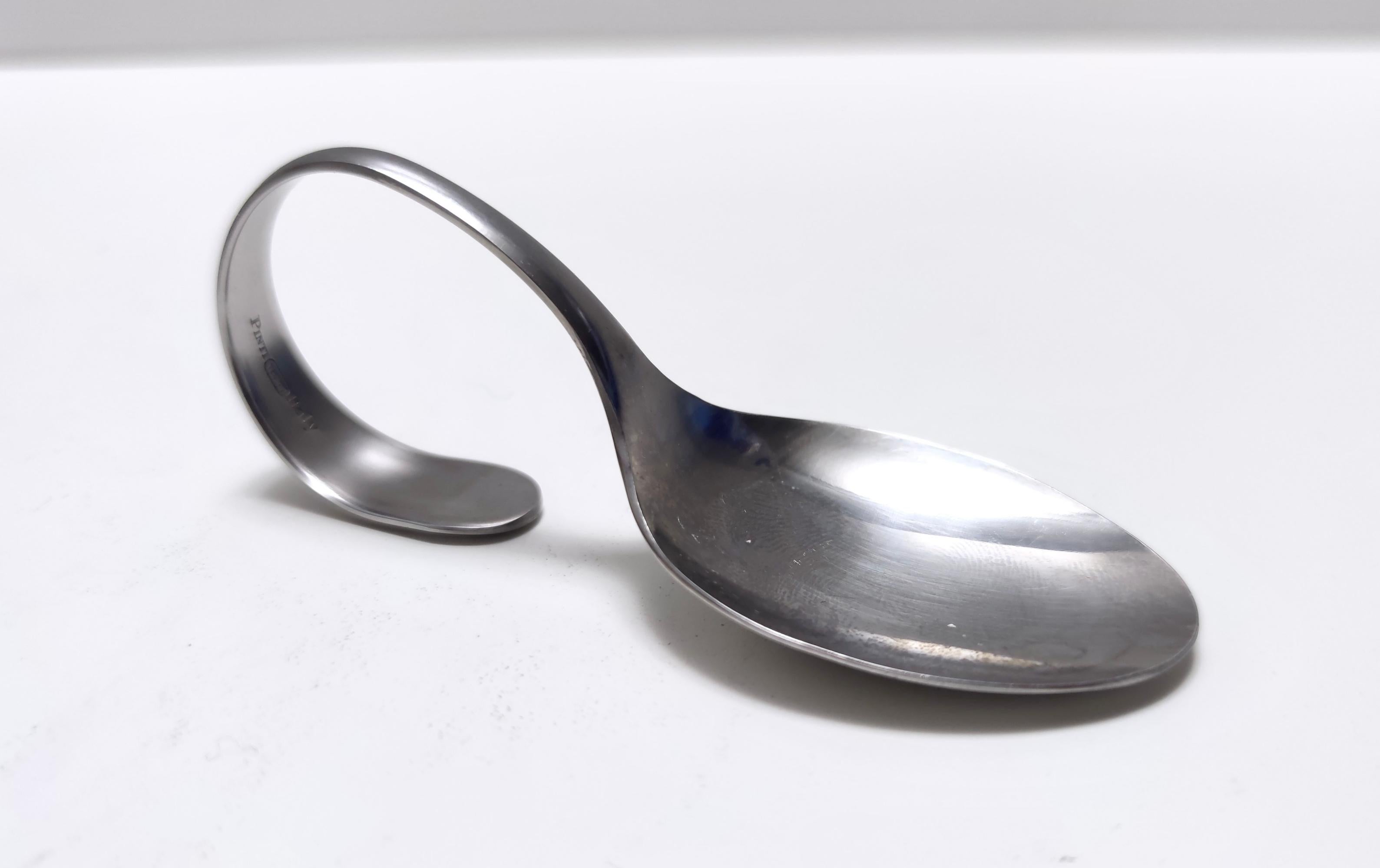 Postmodern Set of Twelve Steel Serving Spoon by Pinti, Italy, 1980s For Sale 2